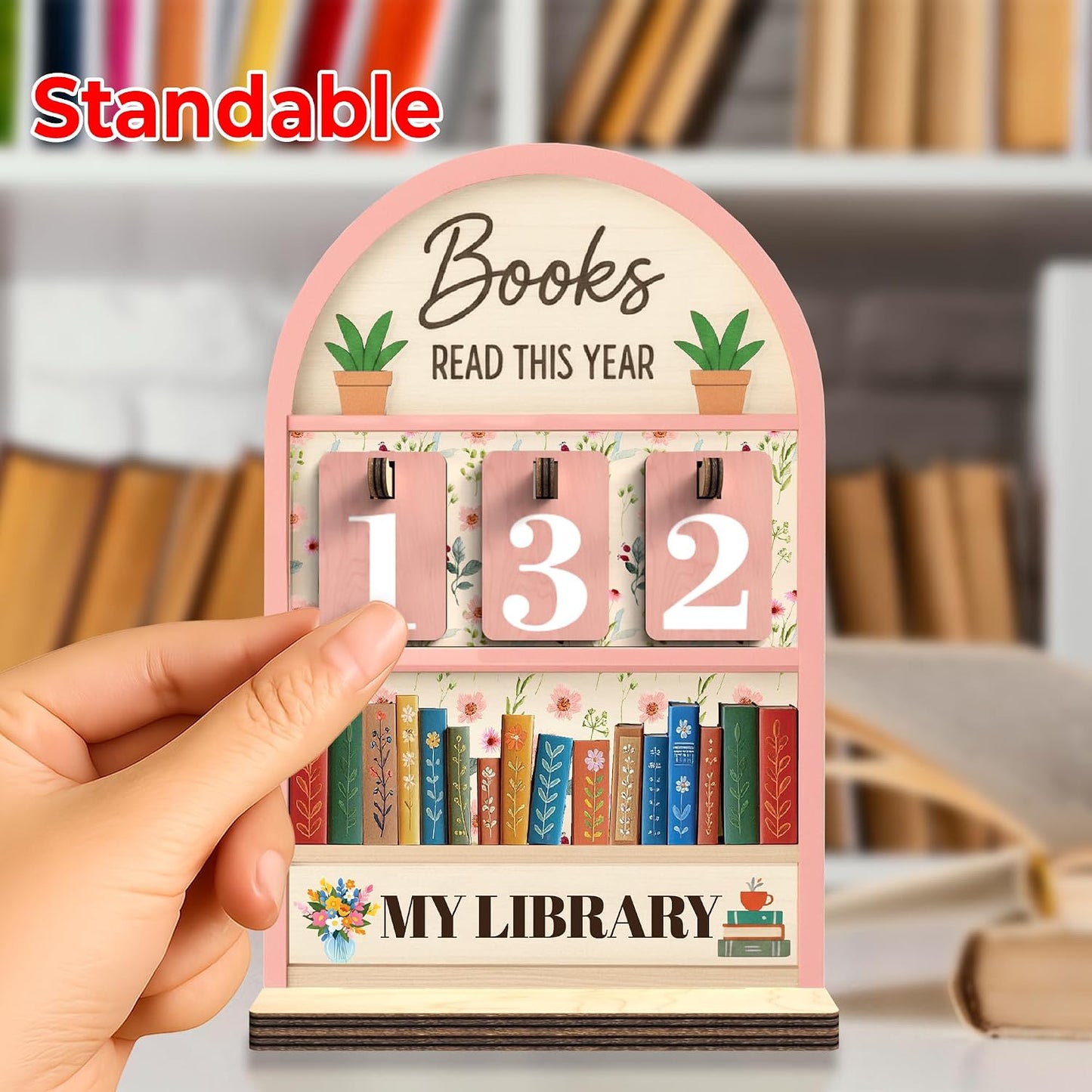 Book Lover / Book Suncatcher Ornament / Book Tracker 2 / Pink