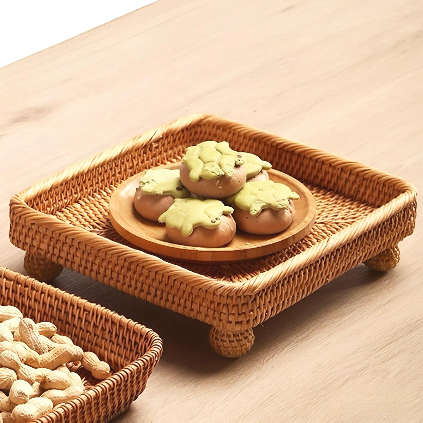 Small Items Serving Basket Vanity Tray / 9" Square
