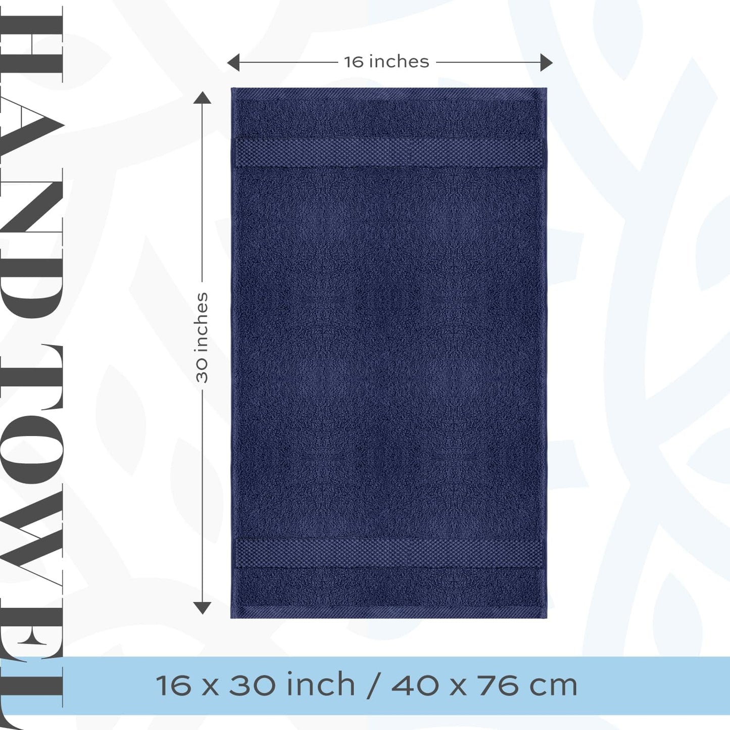 White Classic Luxury Navy Blue Hand Towels - Soft 100% Turkish Cotton | Highly Absorbent Hotel spa Bathroom Towel