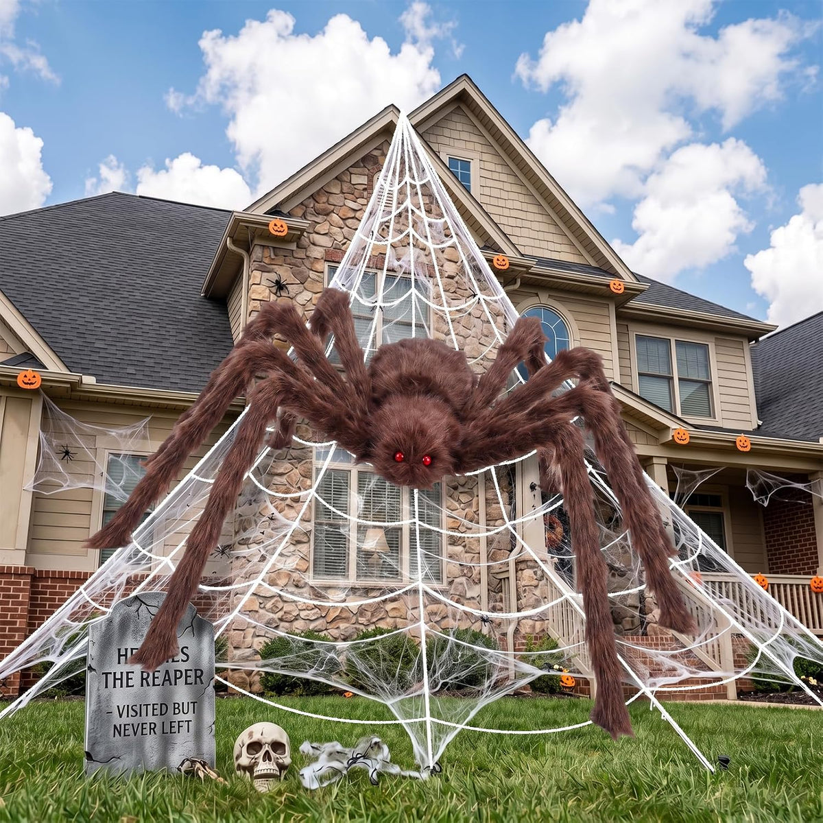 Halloween Decorations Outdoor Spider Webs:1Pcs Giant Spiders-Outdoor Use