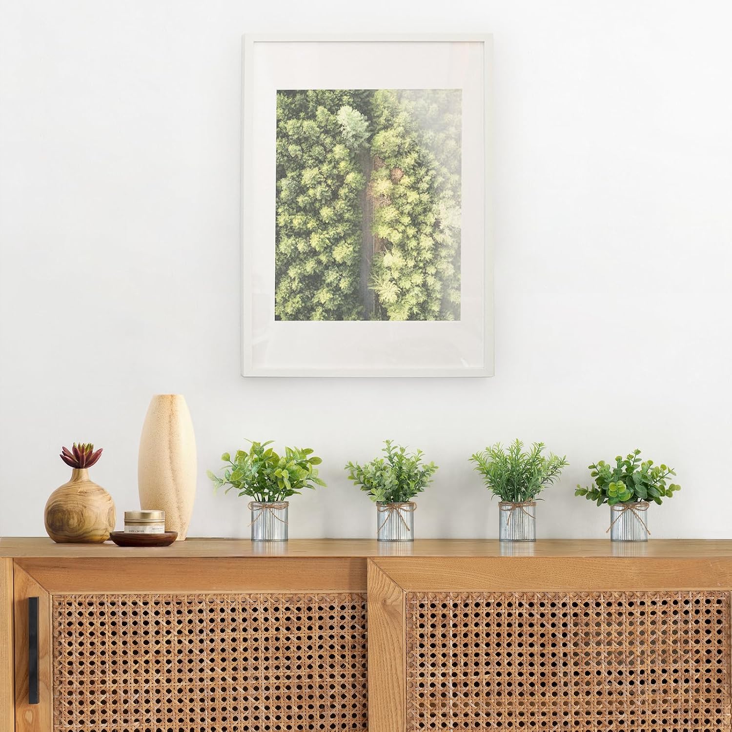 4 Packs Small Fake Plants in Farmhouse Galvanized Pots Table Centerpiece Mini / Grey / Mini-6"h