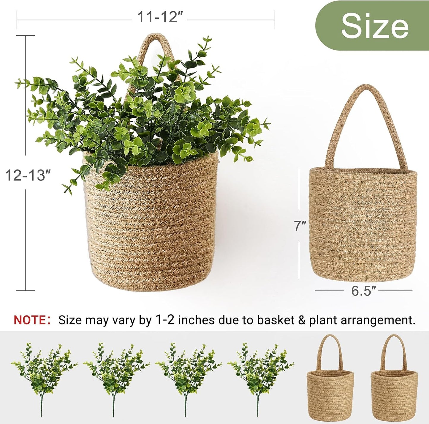 Jute Woven Storage Organizer Flower / 6.5"wx7"h / 6.5 Inch / Set of 2