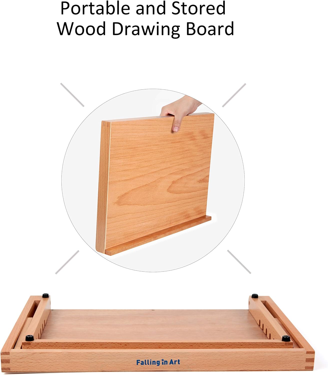 5-Position Wood Drafting Table Easel Drawing and Sketching Board / 16 1/2 L * 12 1/8 W / 2 Inch