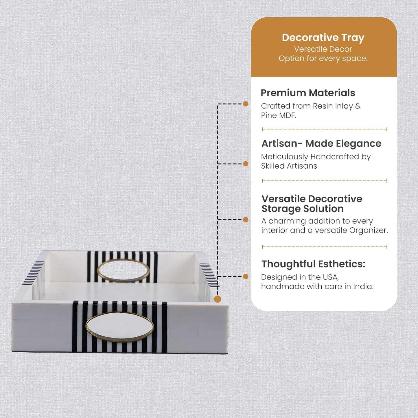 Decorative Tray / Ottoman Coffee Table Tray / 11 x 17 / 1.75 / Reflect
