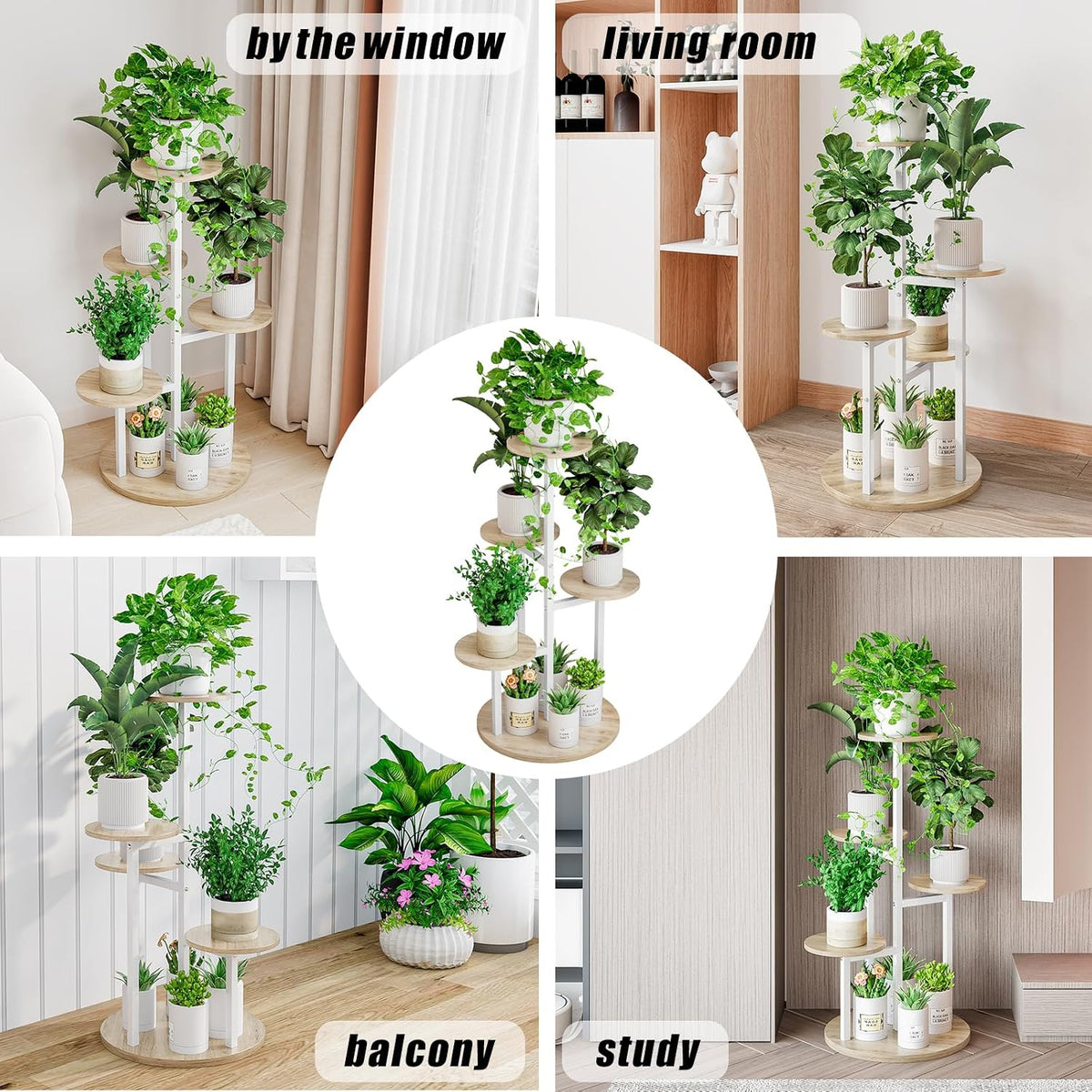 INGIORDAR 5 Tier Plant Stand Indoor Corner Tiered Holder Shelf Display Rack | Multiple Plants with MDF Top Board Metal