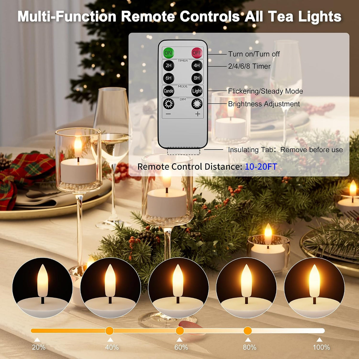 Kimjo Rechargeable Flameless Tea Lights Candles with Remote Timer, 6 Pack | Battery Operated Tealight with Charging