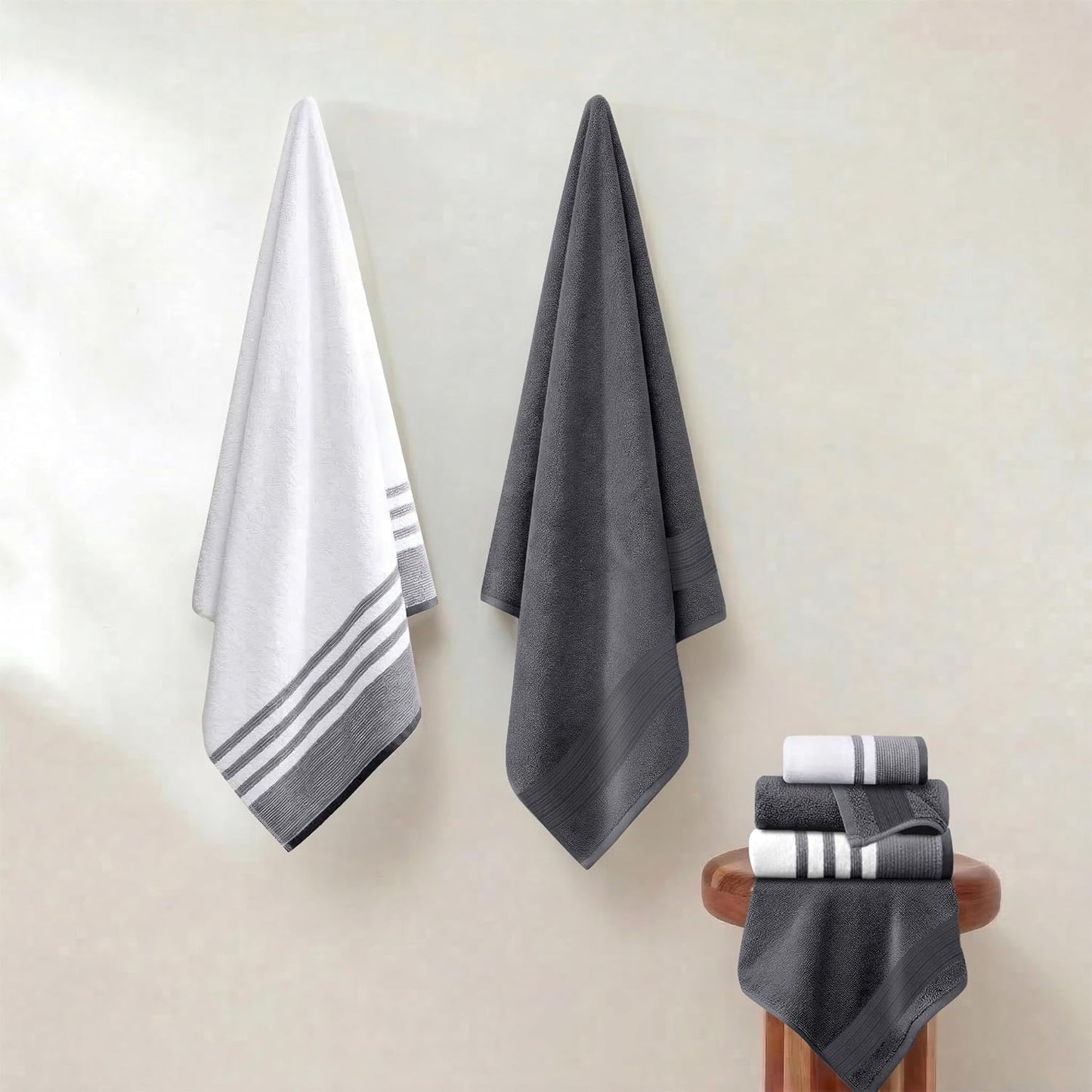 Modern Threads 6 Piece Bath Towel Set – Bathroom Towel Set with 2 Bath Towels, 2 Hand Towels & 2 Washcloths – 100%
