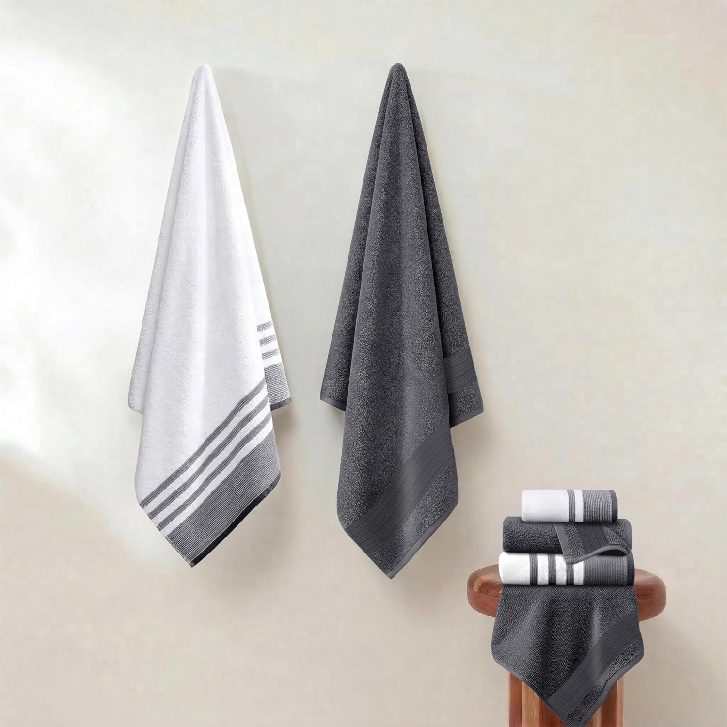 Modern Threads 6 Piece Bath Towel Set – Bathroom Towel Set with 2 Bath Towels, 2 Hand Towels & 2 Washcloths – 100%