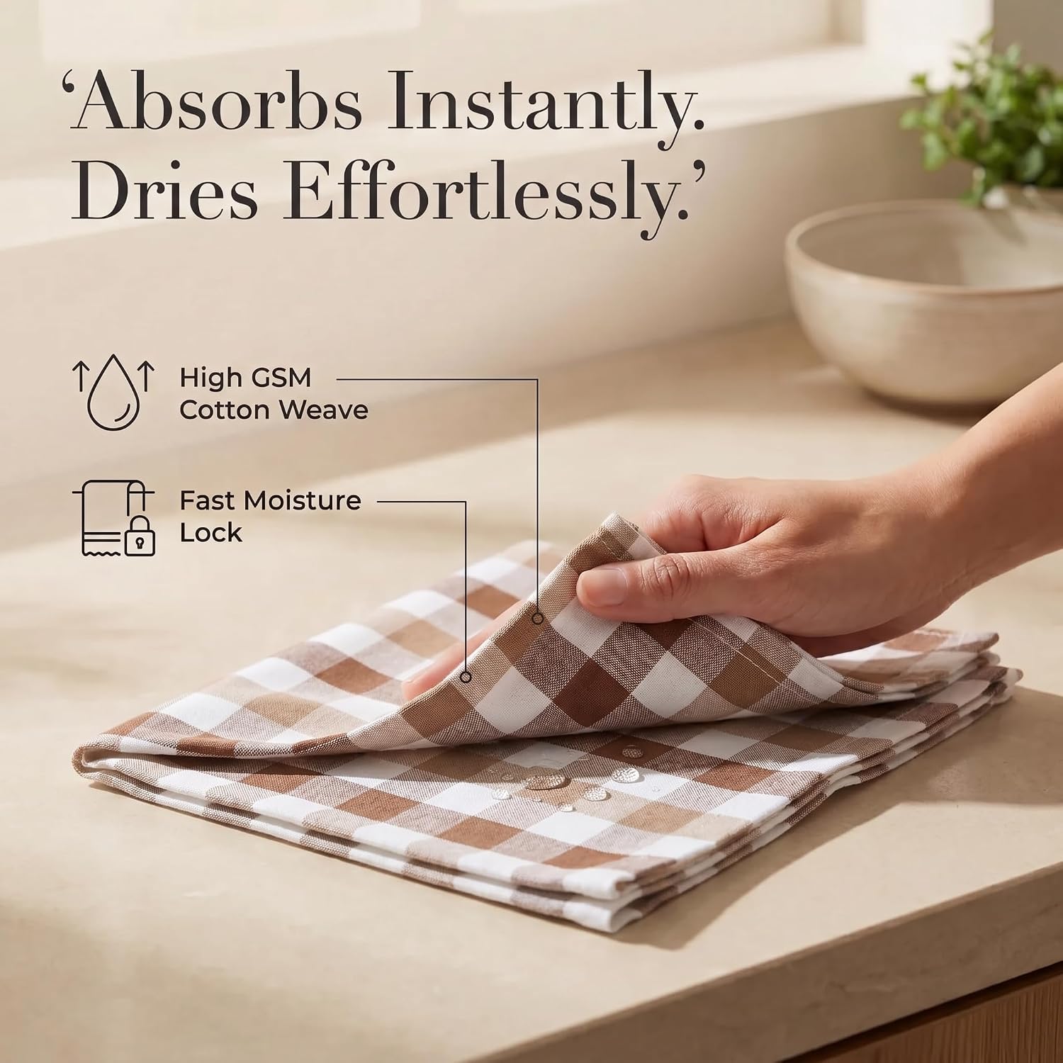 Urban Villa Cloth Napkins Cotton 20x20 (Set of 12) Taupe/Chocolate