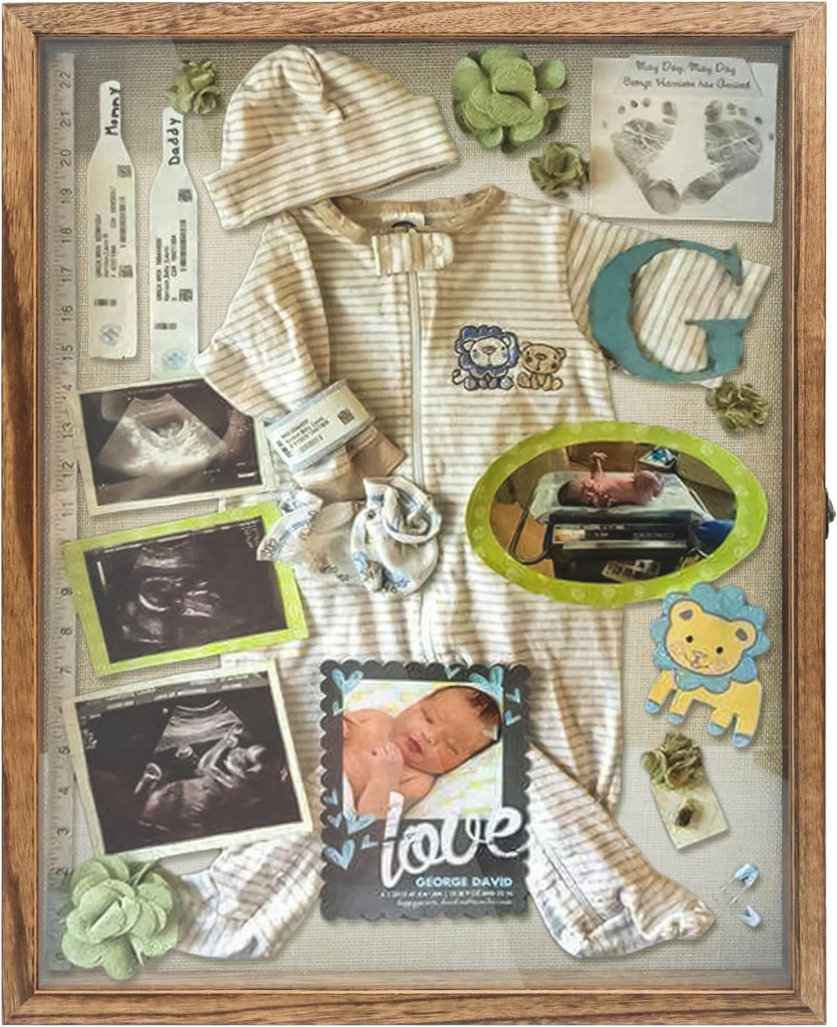 16x20 Shadow Box Frame in Wood Color with Linen Back | Shadow Box Display Case with Paulownia Wood and Real Glass Cover