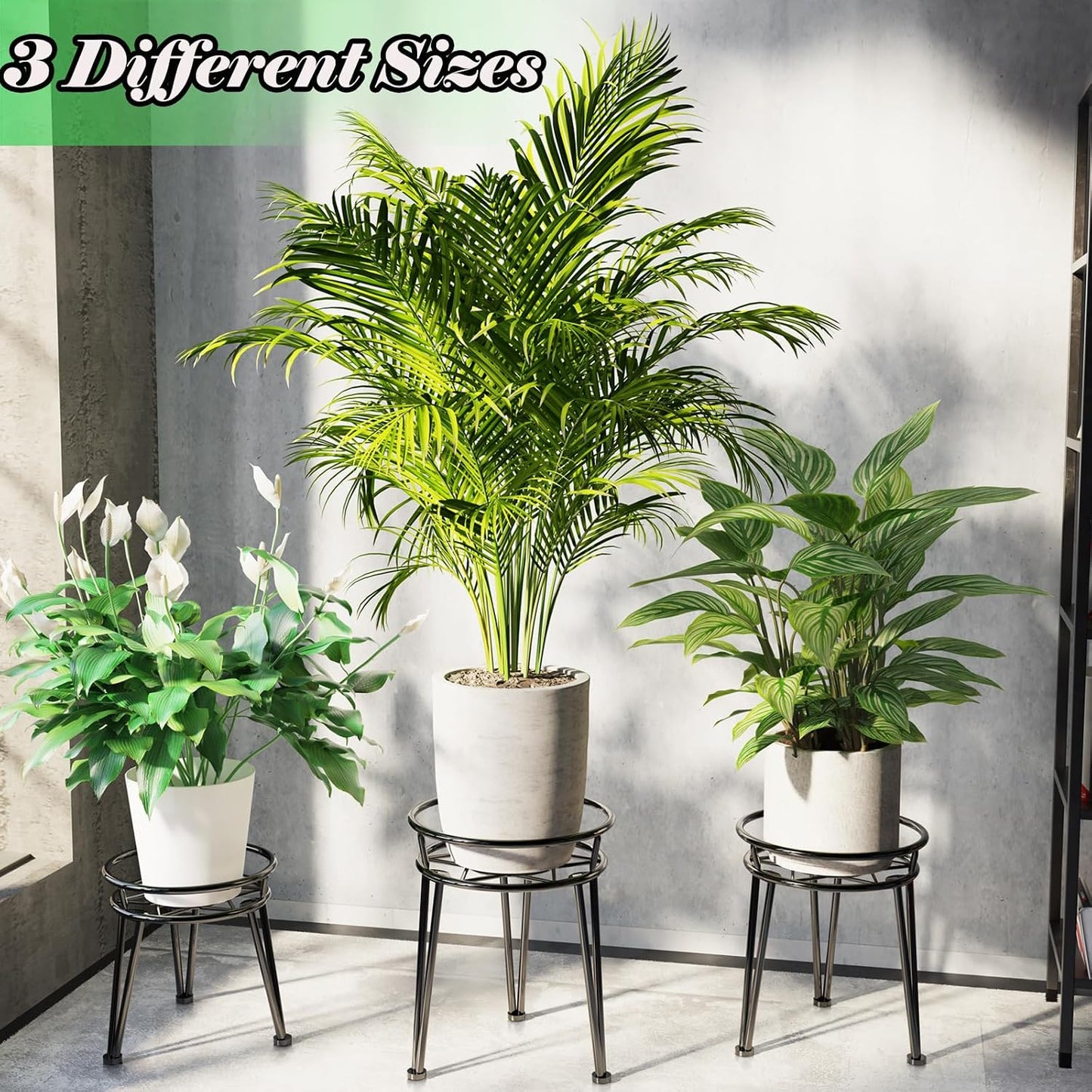 3Pack Metal Plant Stands Outdoor Indoor, Iron Flower Pot Stands | Anti-rust Outdoor Pot Stand for Plants Indoor, Round