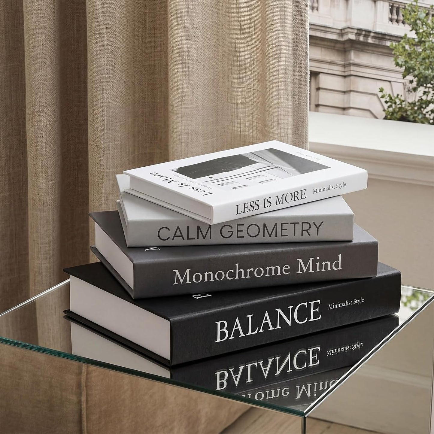 Decorative Books / Neutral / Black Gray White / Set of 8