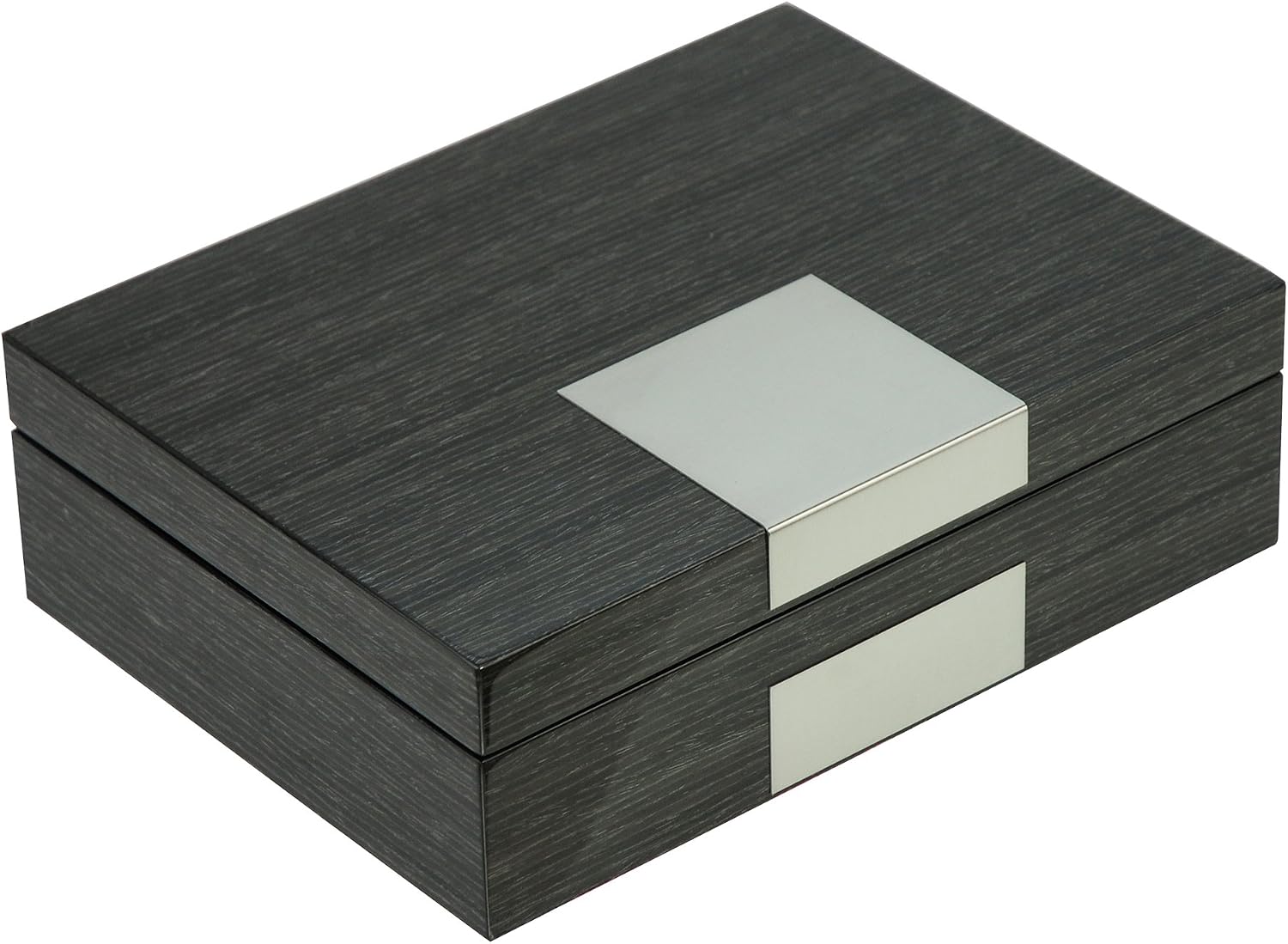 Ginko Lacquered Wood Watch Cufflink Case & Ring Storage Organizer Men's Jewelry Box Father's / Grey