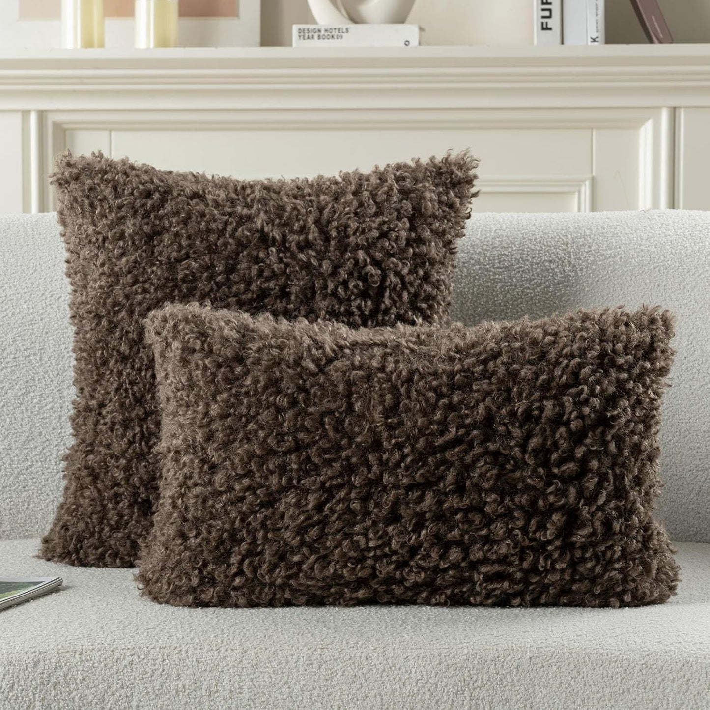 Decorative Throw Pillow Covers / Chocolate / 18 x 18 / Set of 2