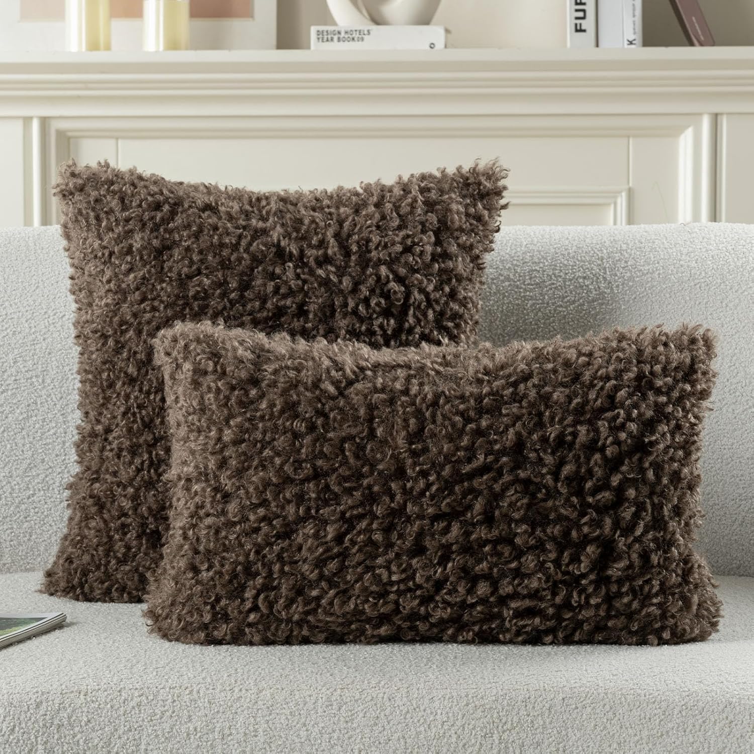 Decorative Throw Pillow Covers / Chocolate / 18 x 18 / Set of 2