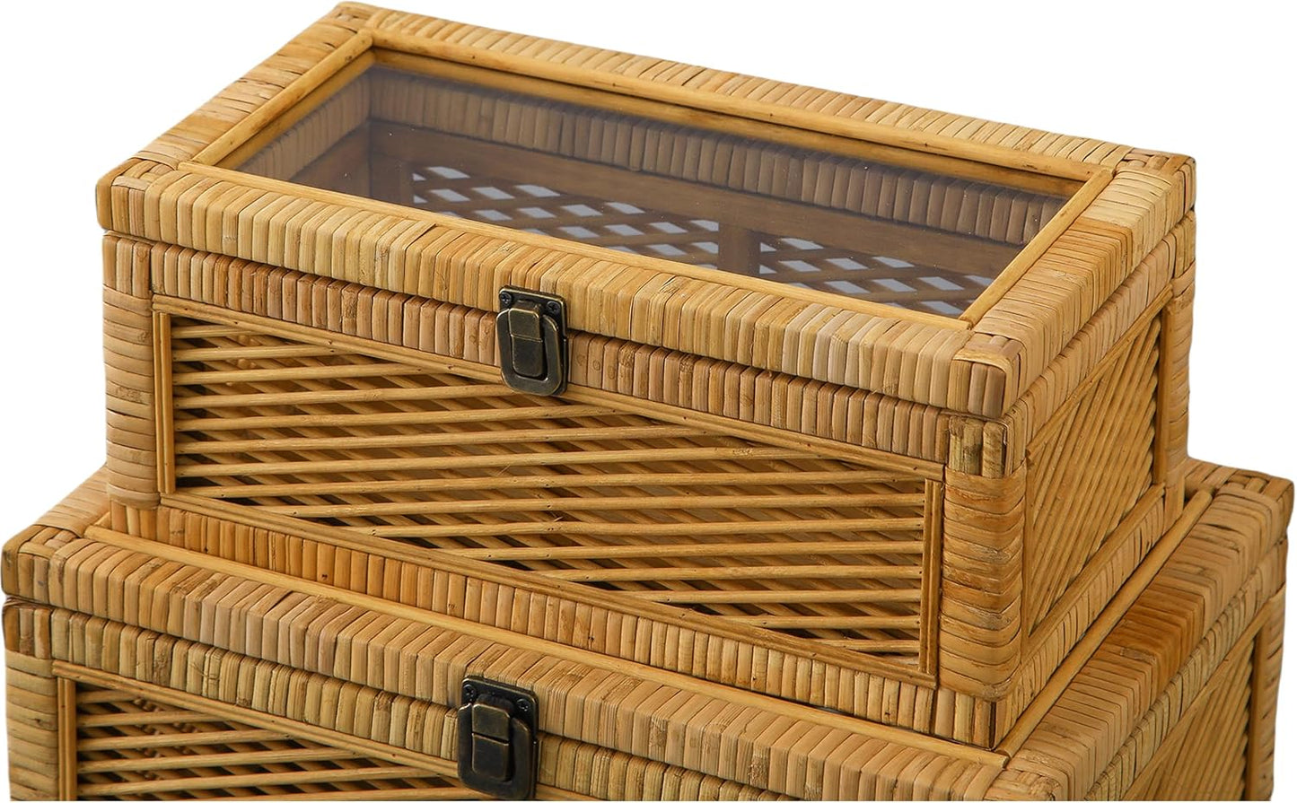 Stackable Decorative Boxes / Brown / Set of 2