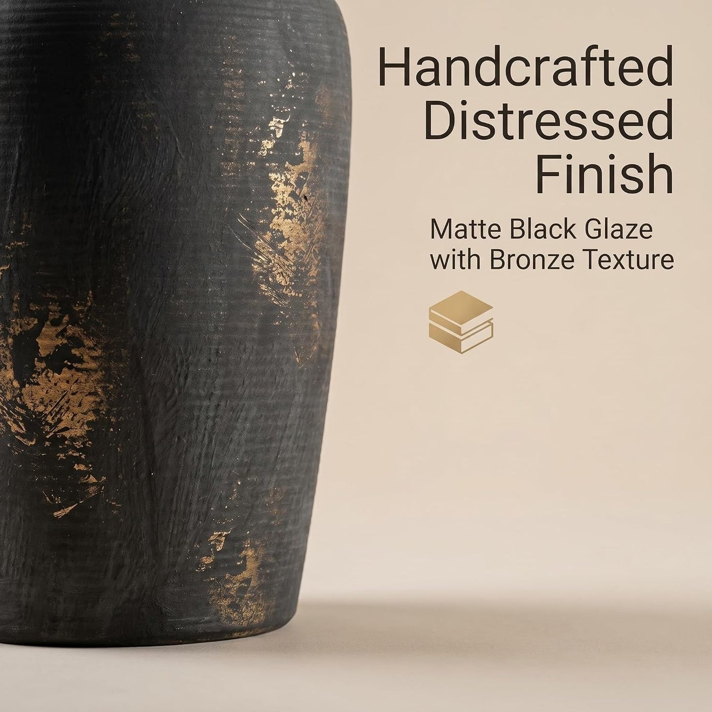 Distressed Bronze Terracotta Farmhouse Vase / 101-bronze
