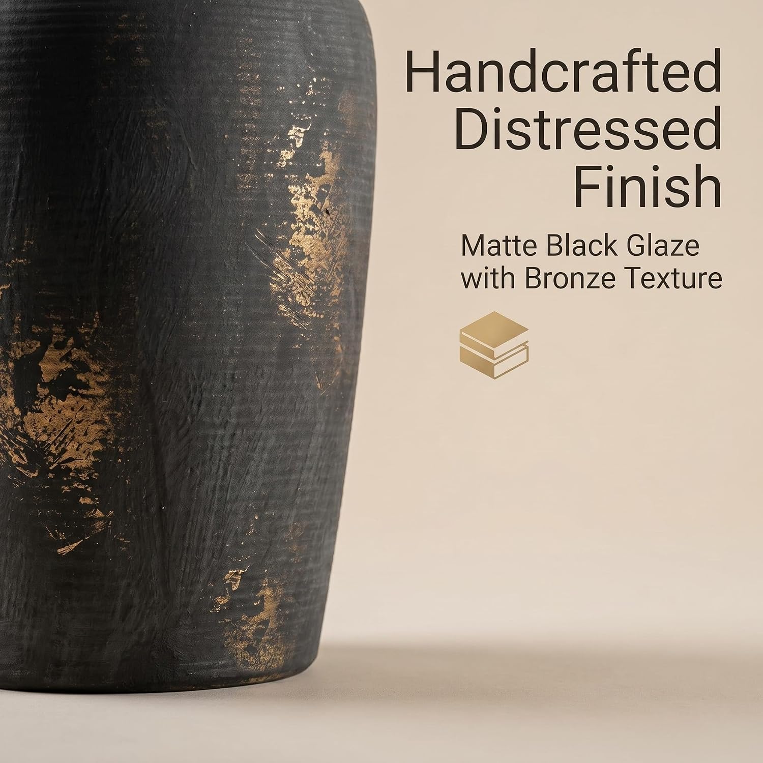 Distressed Bronze Terracotta Farmhouse Vase / 101-bronze