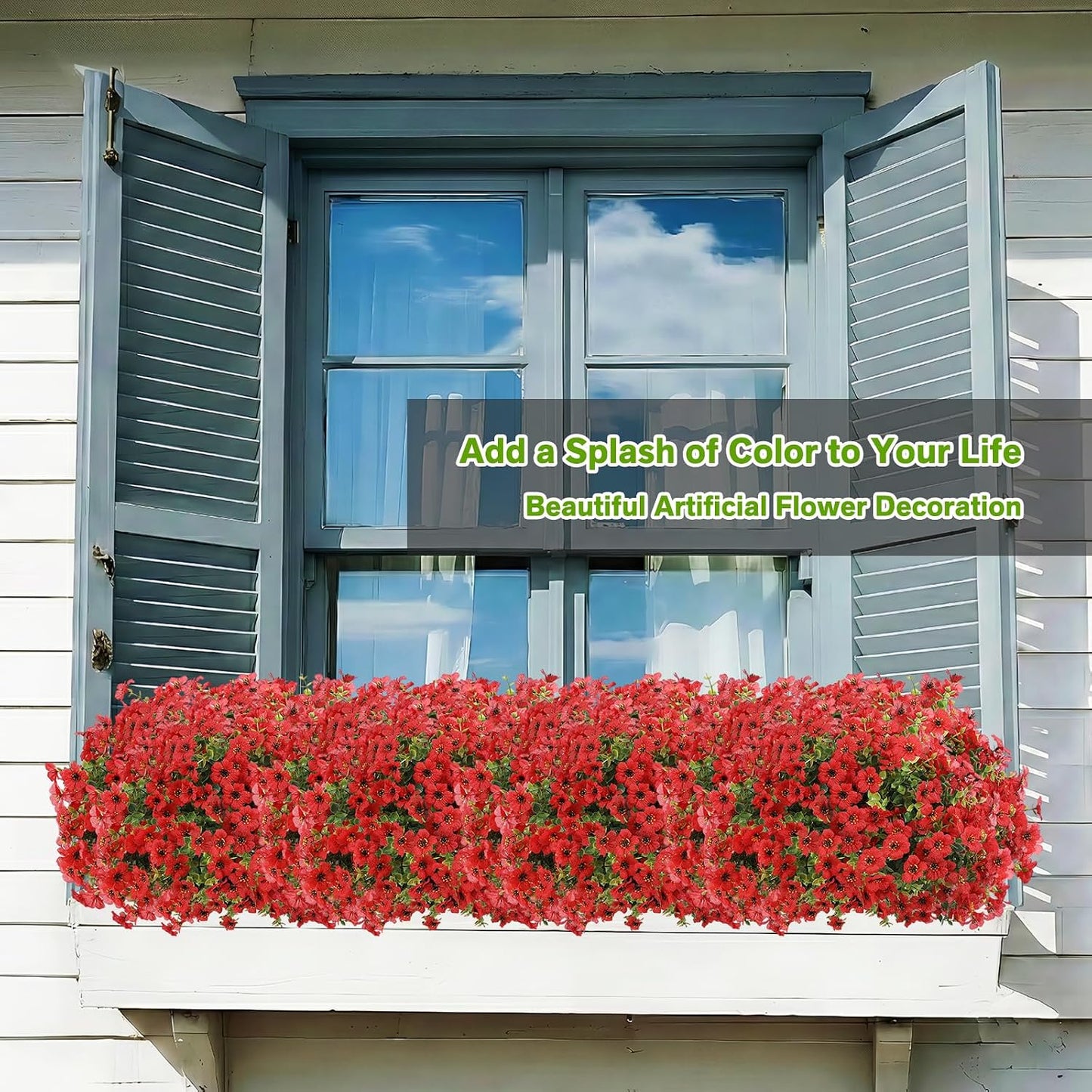 13Bundles Silk Realistic UV Resistant Faux Flowers / Red / Artificial Flowers / Set of 13