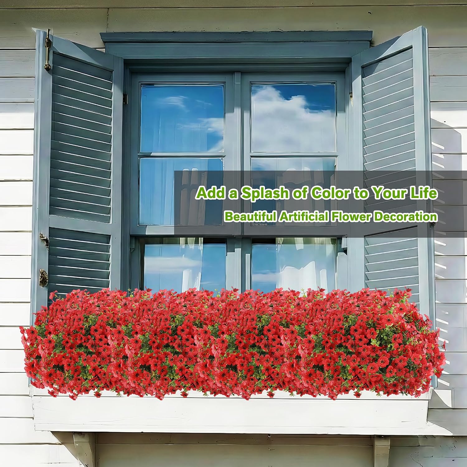 13Bundles Silk Realistic UV Resistant Faux Flowers / Red / Artificial Flowers / Set of 13