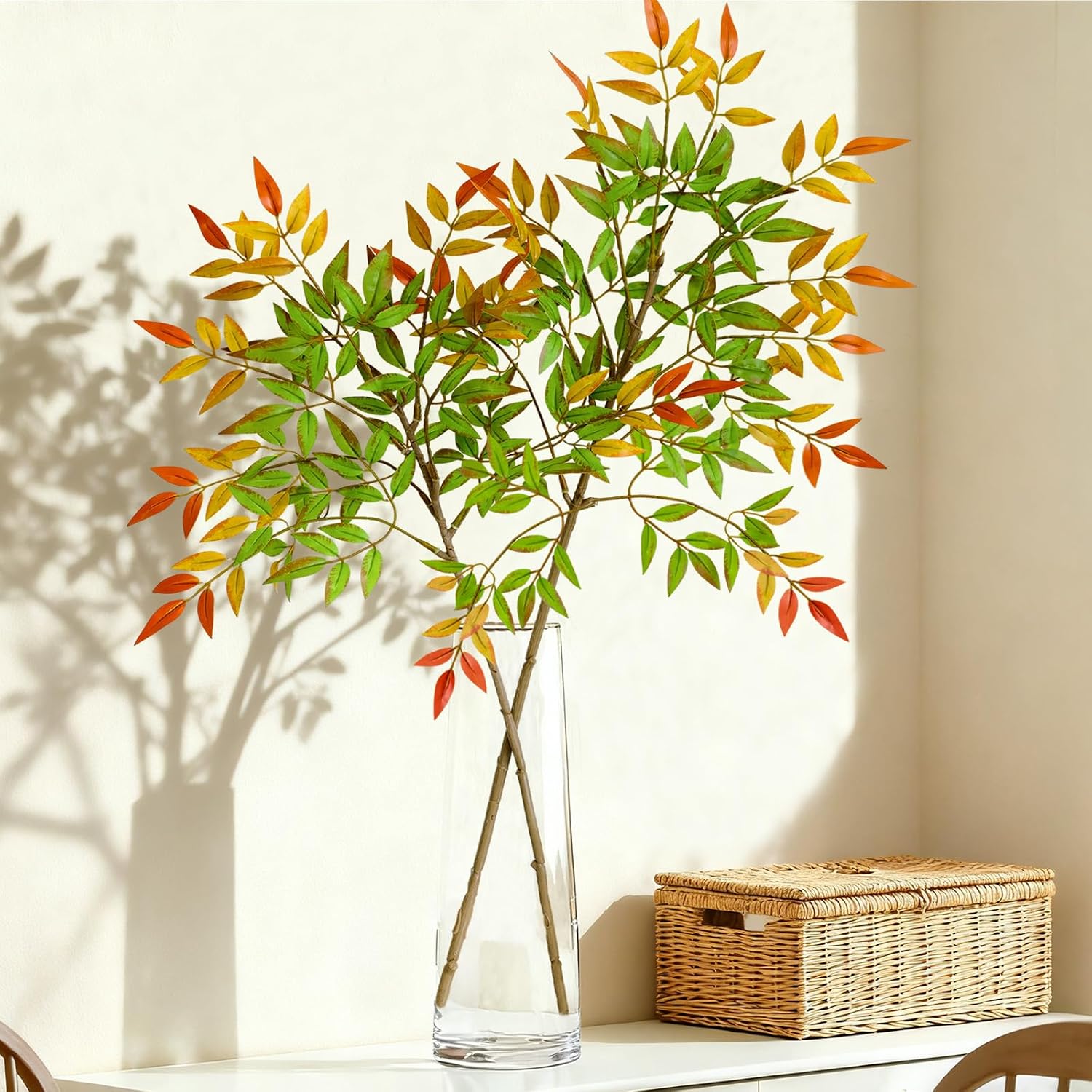 Artificial Plants Faux Branches for Vase Filler / Red Leaves / 35.4 Inch / Set of 2