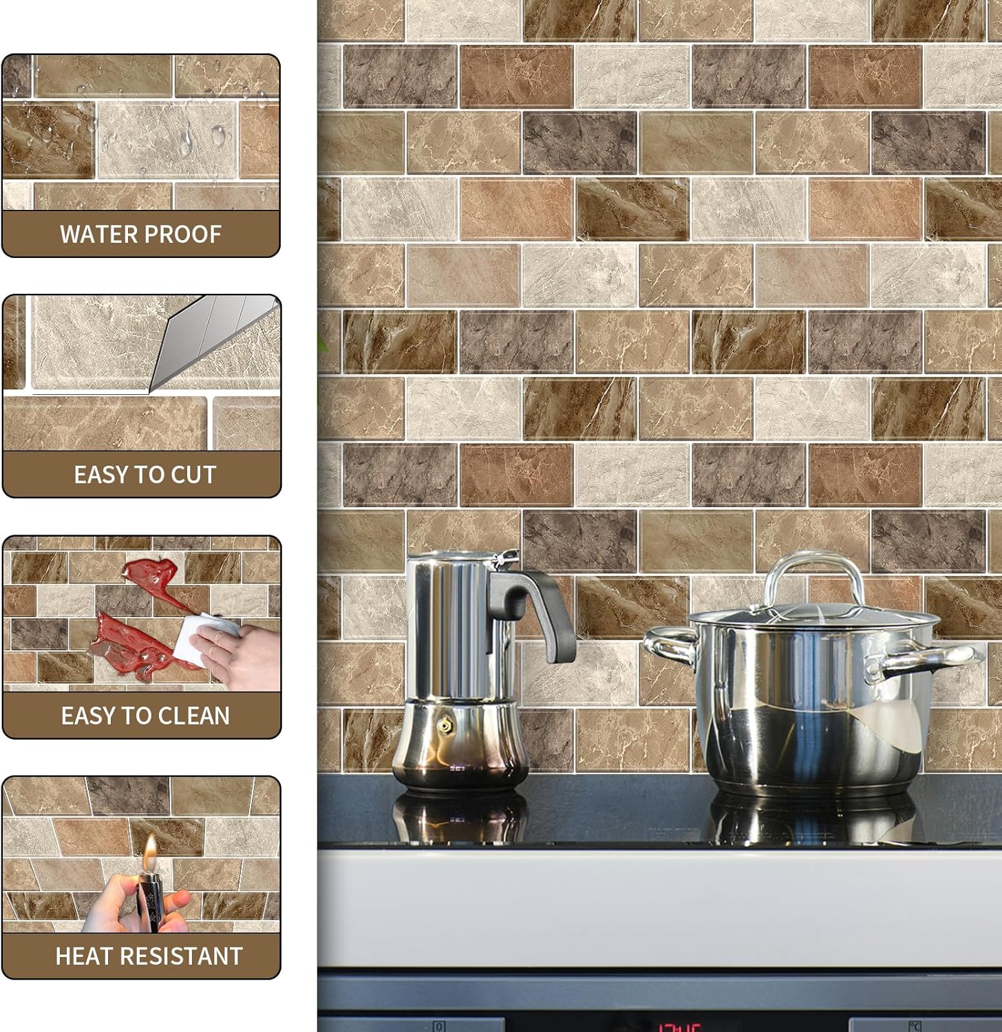 10 Sheets Peel and Stick Backsplash / 12 x 12