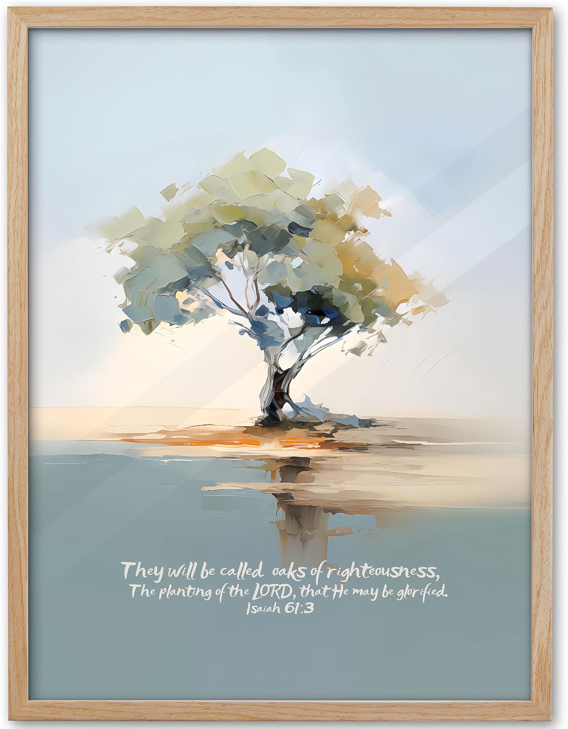 KensTro 12x16 Oak Framed Christian Wall Art, Oaks of Righteousness