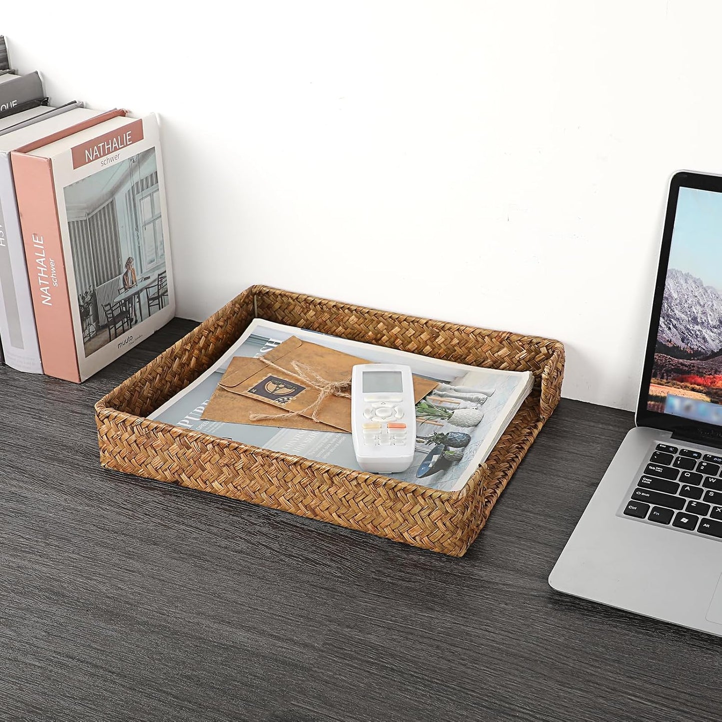 Multipurpose A4 File Tray Seagrass Desk Tray Organizer Woven Letter Size Desk Documents / Natural