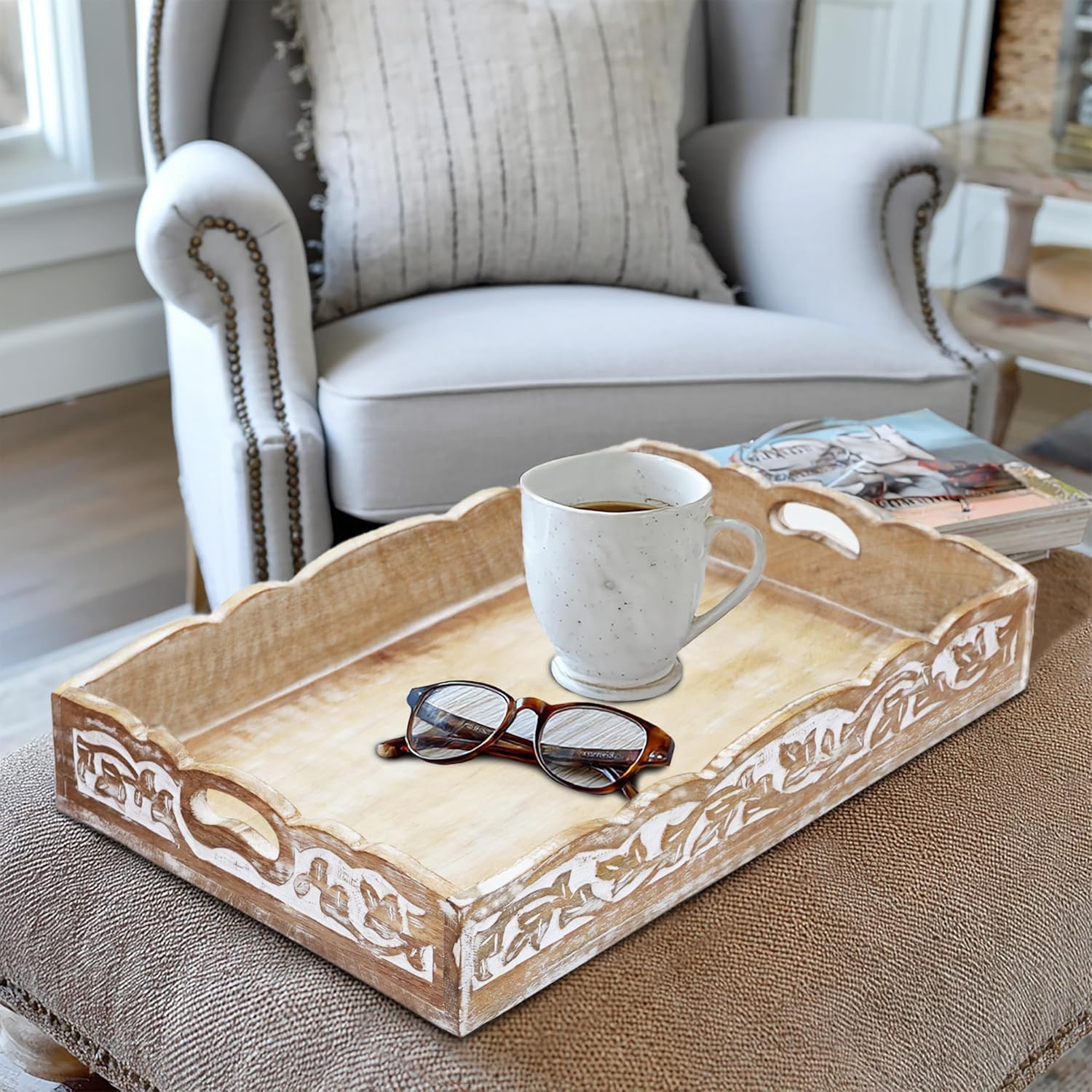 Rustic Food Tray / White Wash