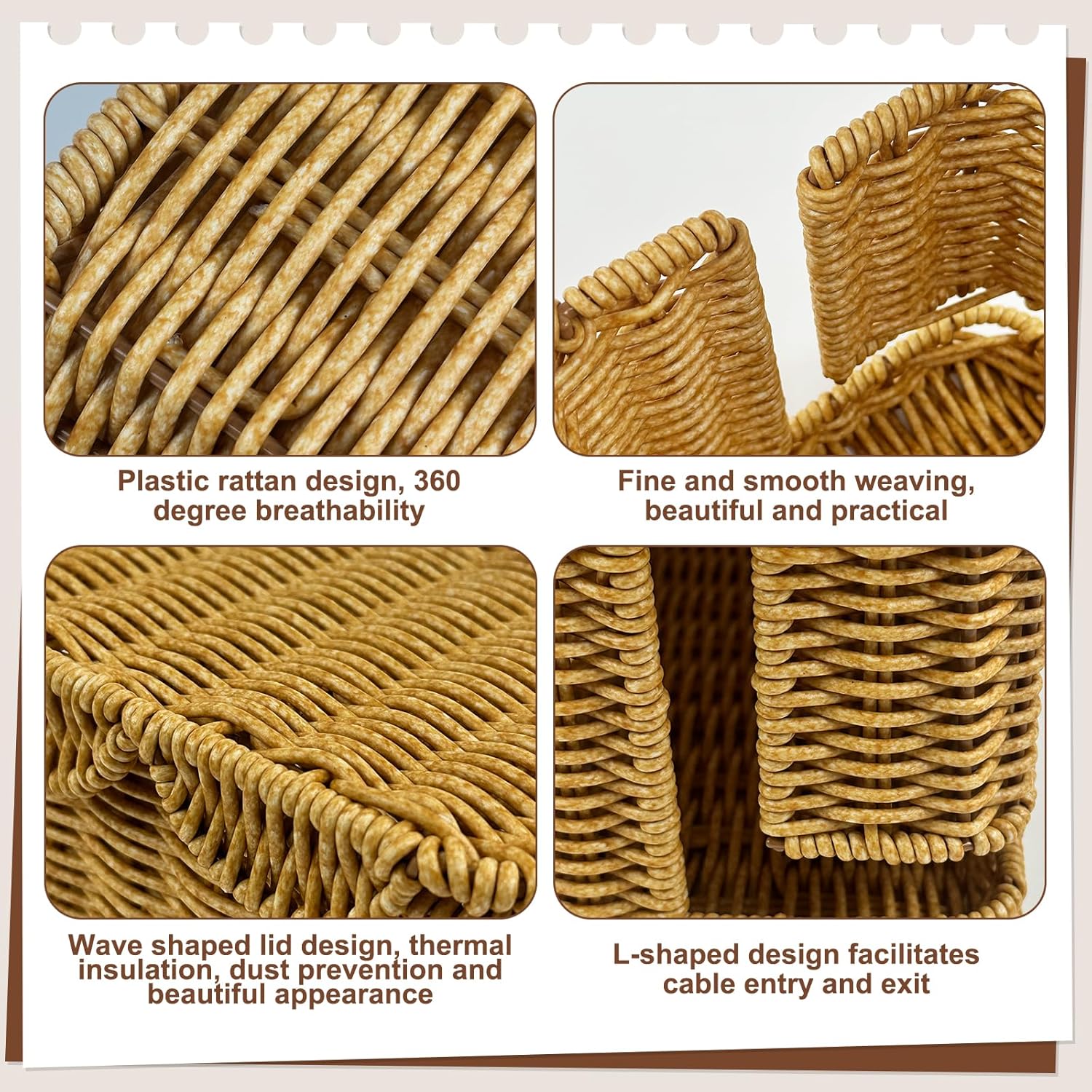 Elegant Plastic Rattan Cable Organizer