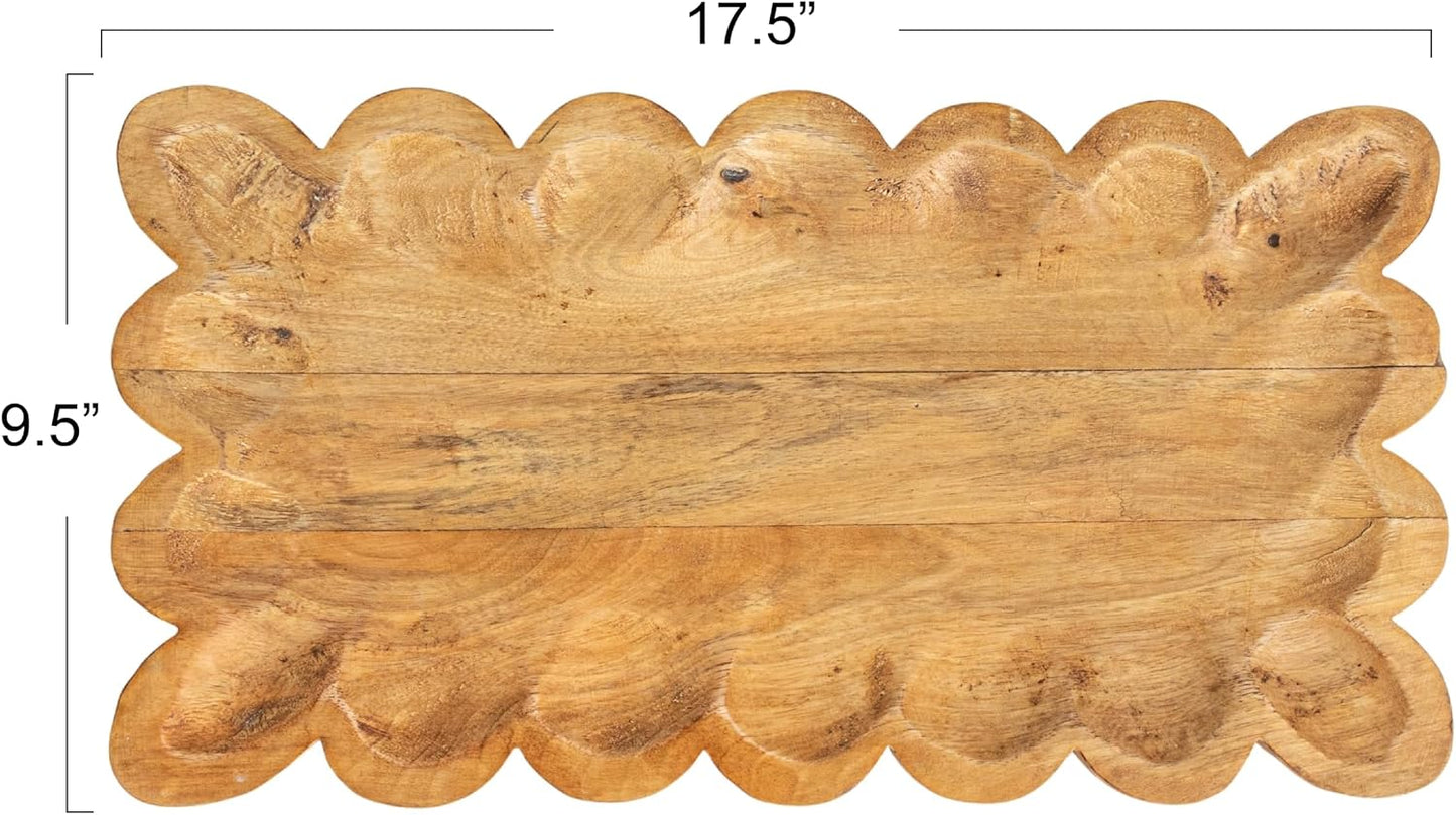 Scalloped Mango Wood Tray / Natural