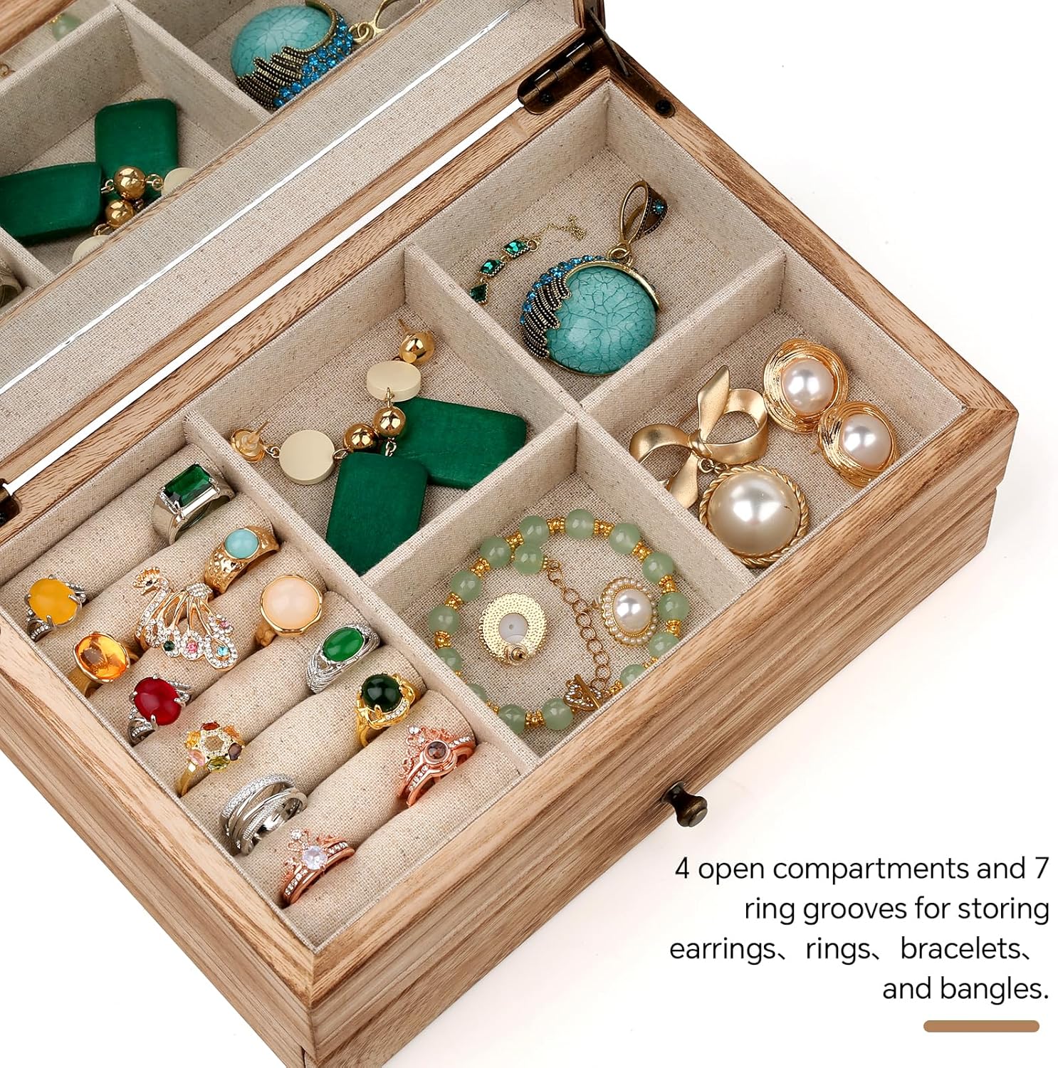 Jewelry Box Organizer for Women / 2 Layer / 2 Layer Carbonized Black