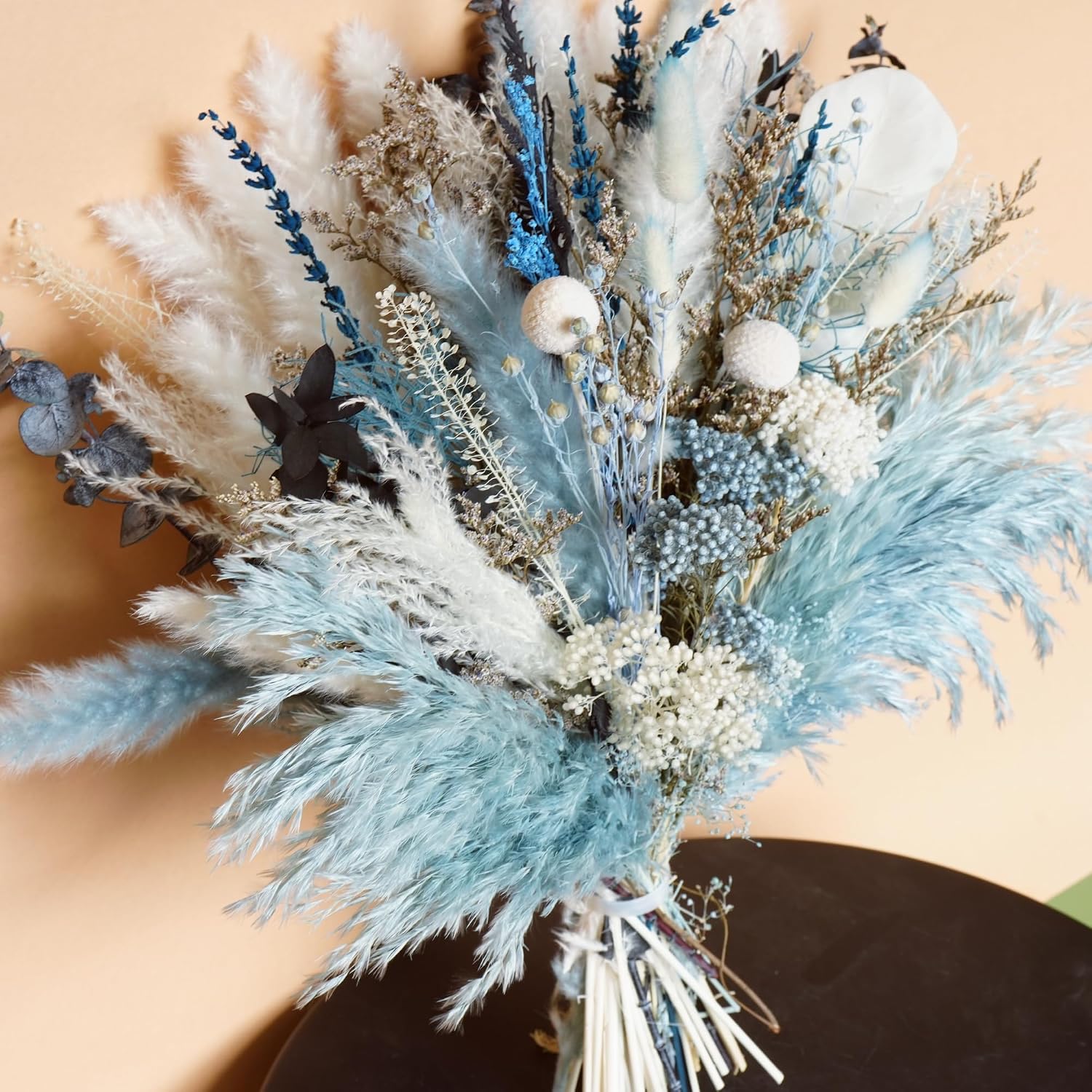 Dried Flowers / Eucalyptus & Reeds Bouquet for Boho Rustic Home Decor / Light Blue