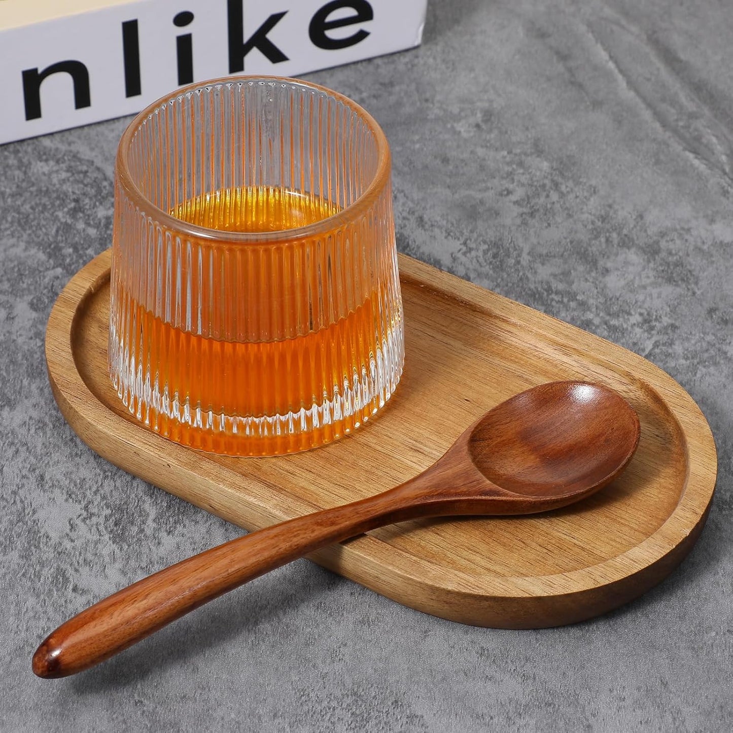 Small Acacia Wood Serving Trays Mini Wooden Platters Wooden Vanity Tray Dispenser Wood / Set of 6