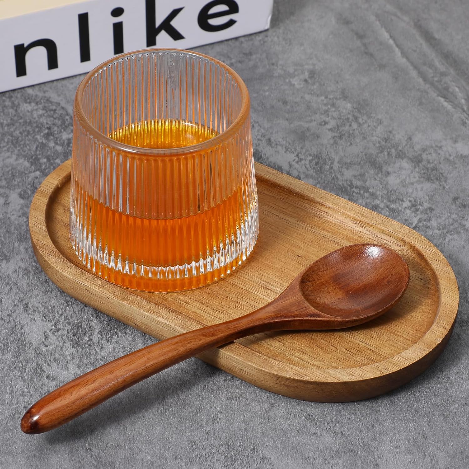 Small Acacia Wood Serving Trays Mini Wooden Platters Wooden Vanity Tray Dispenser Wood / Set of 6