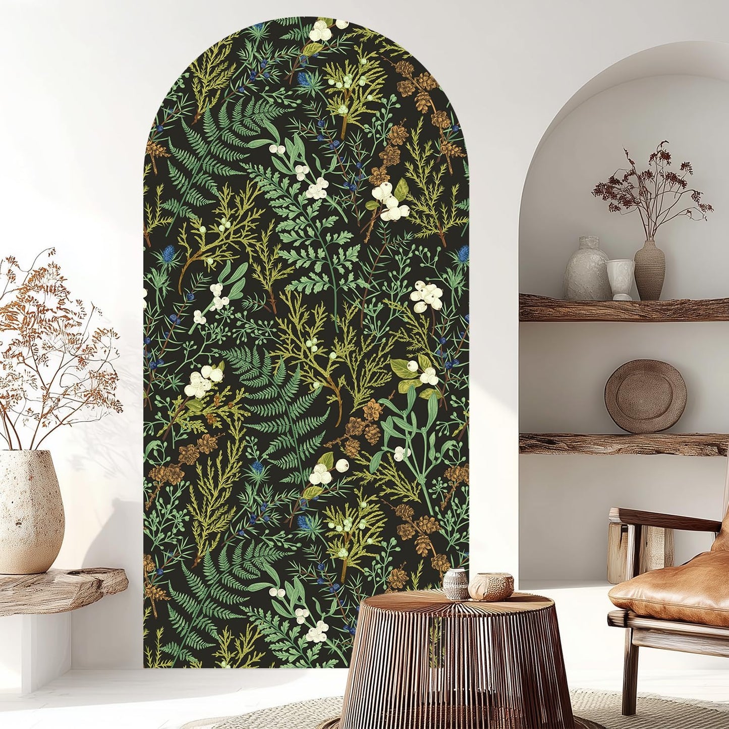 Vintage Floral and Fern Peel and Stick Wallpaper