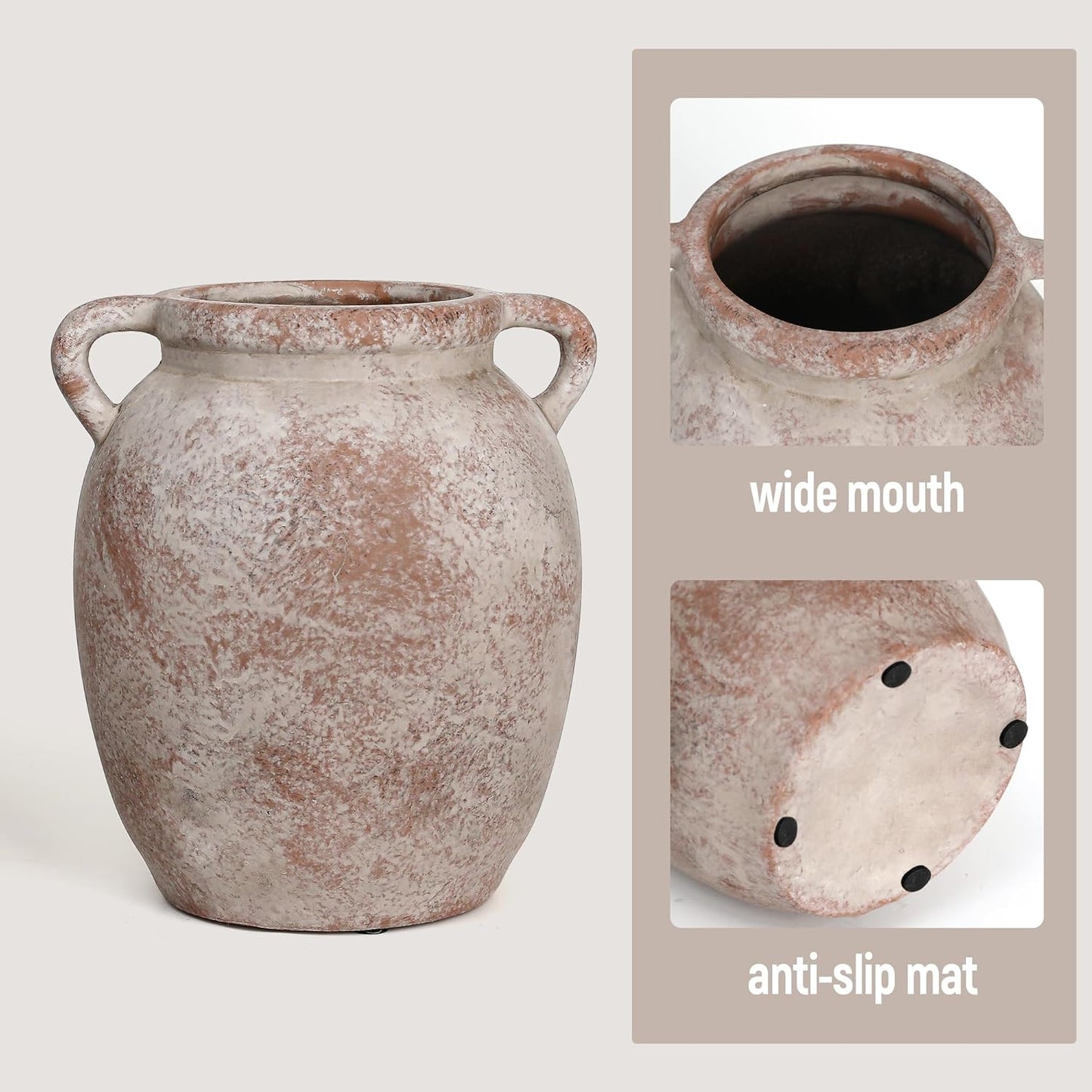 Farmhouse Rustic Vase / 7.28 In-earthenware / 7.28 Inch