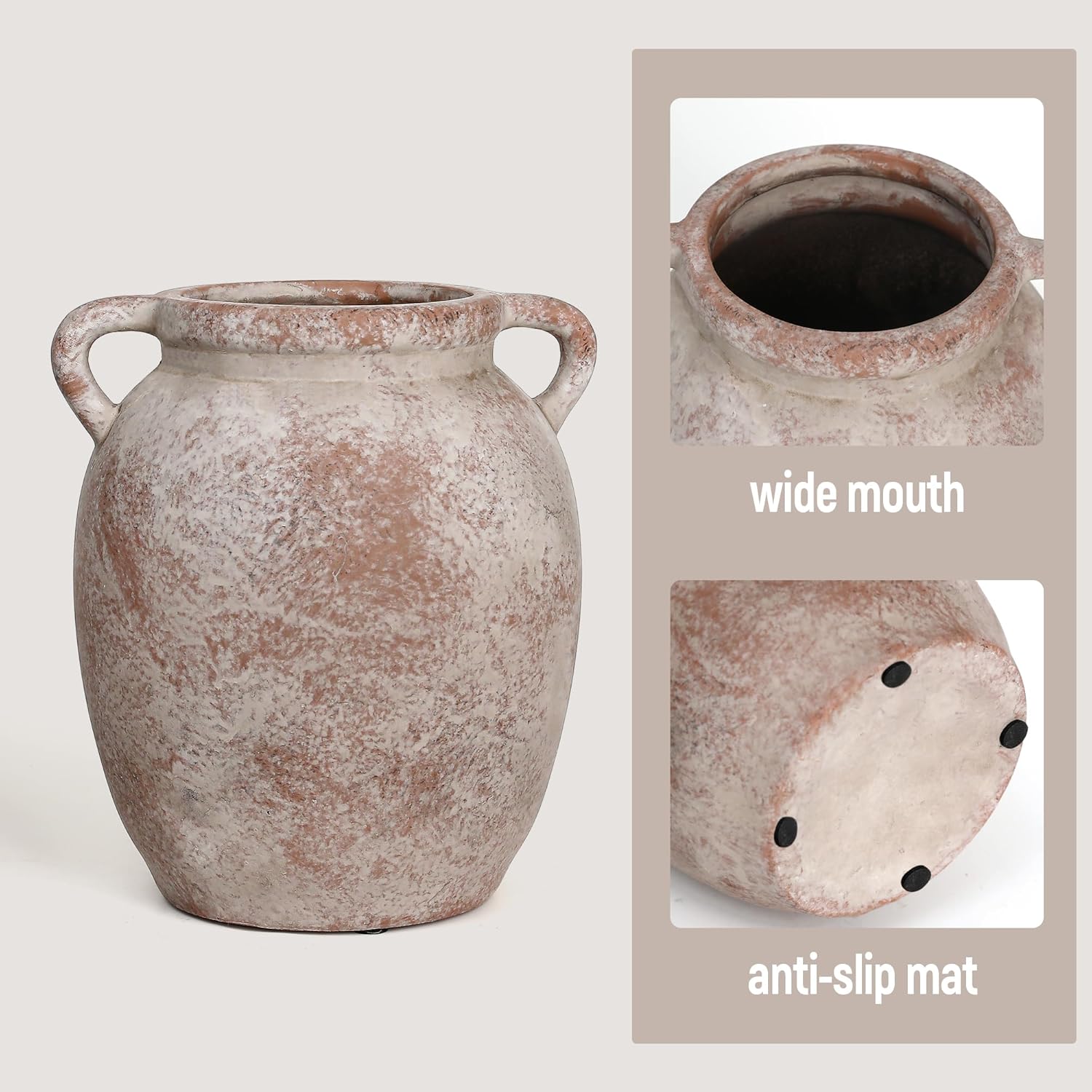 Farmhouse Rustic Vase / 7.28 In-earthenware / 7.28 Inch
