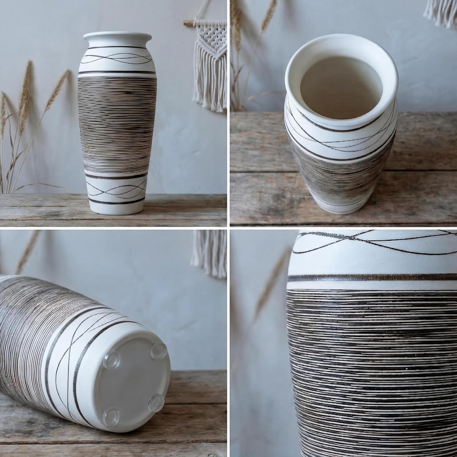 Handcrafted 12.5" Large Rustic Decorative Vase / Rustic Pattern A - 12.5