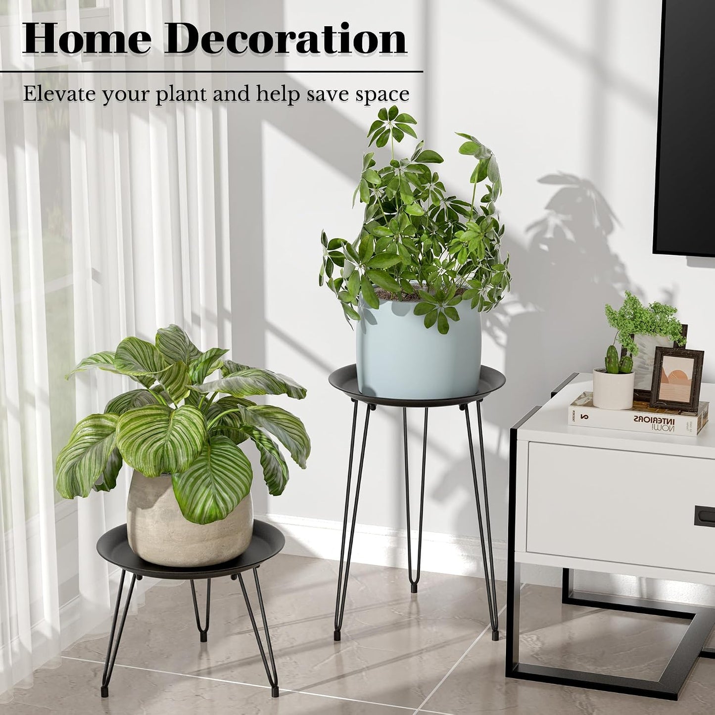Metal Plant Stand Indoor Outdoor, Heavy Duty Flower Pot Stand | Round Plant Stand Plant Table Plant Rack for Indoor