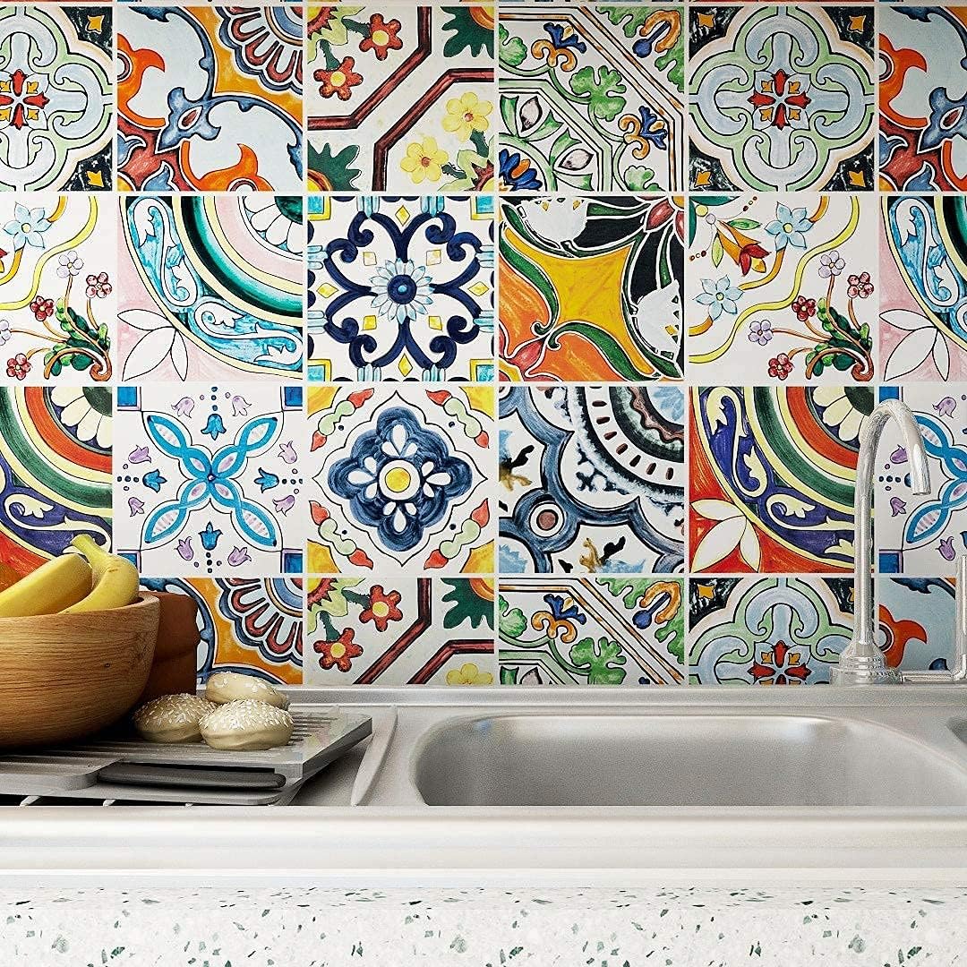 Easy Apply Just Peel and Stick Bohemian Moroccan Tile Decals "/PC / 6 x 6 / Multi