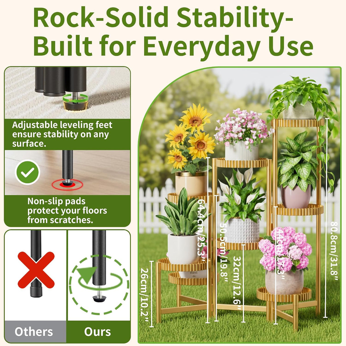 Stand Plants, 8 Tier Metal Tiered Plant Stands Indoor, Corner Flodable Plant Stand Outdoor Planter Flower Pot for