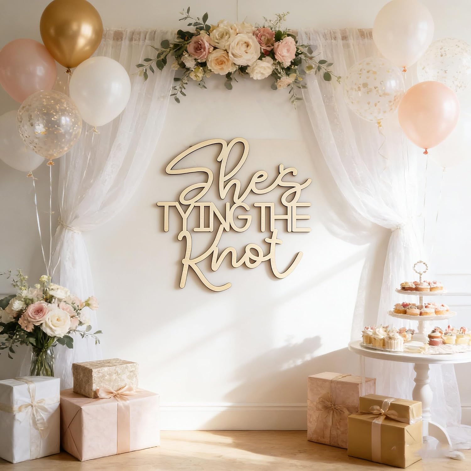 She's Tying The Knot Wedding Shower Wooden Sign