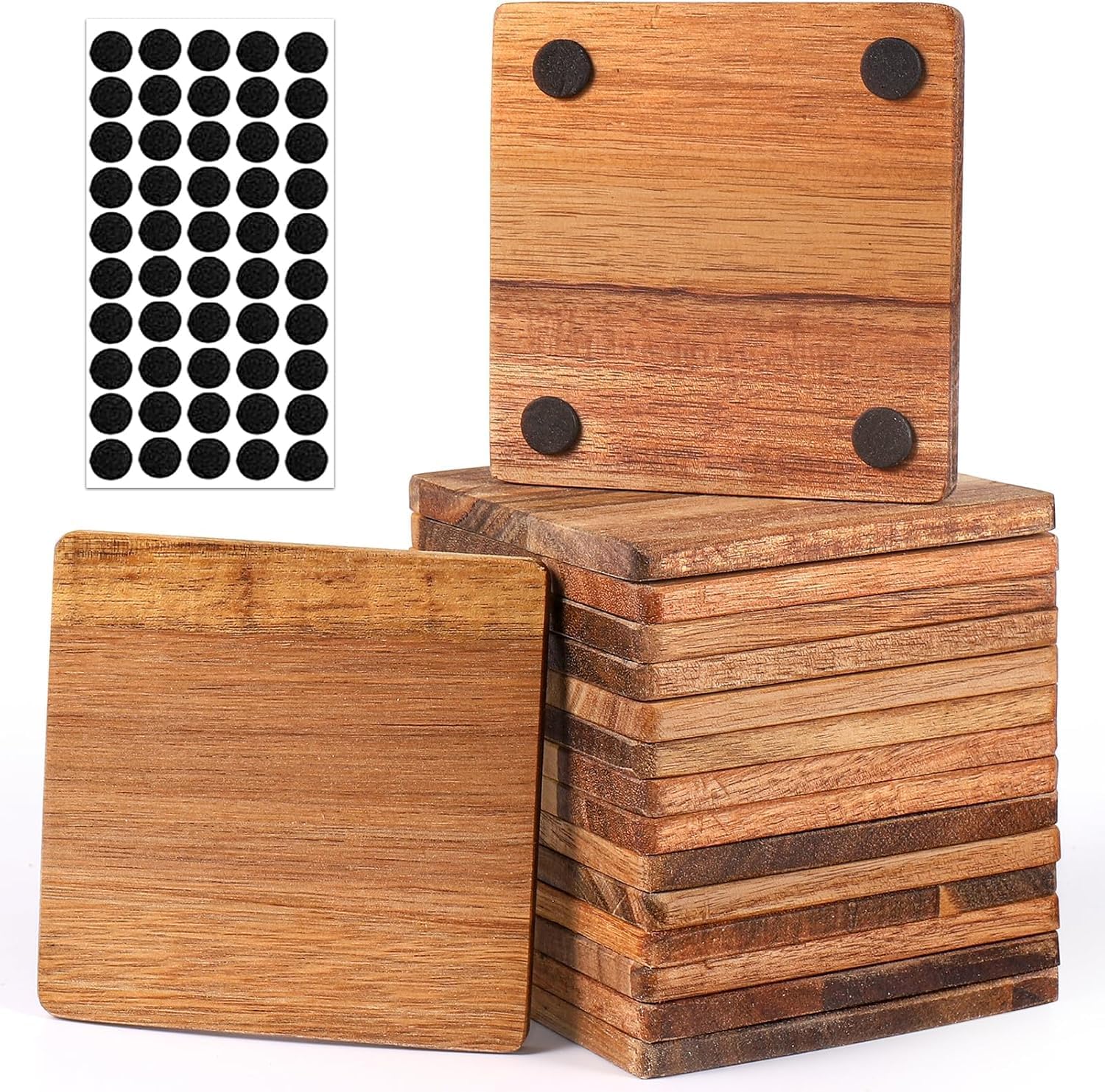 Iron Holder Stand / Square Acacia Wooden Set 6