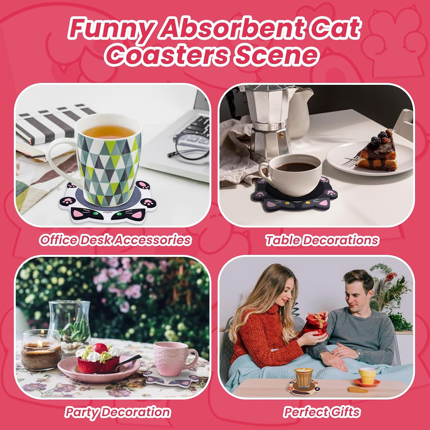 Coasters for Drinks / Cat / Set of 4