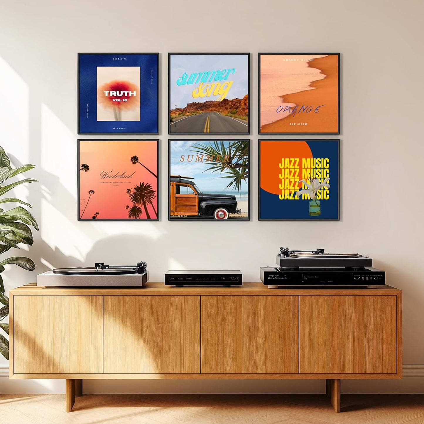 eletecpro Vinyl Record Frame, 12.5 x 12.5 in, for Double LP, Black, 6 Pack | Fits 12 and 7 in LP Cover, Includes Mat