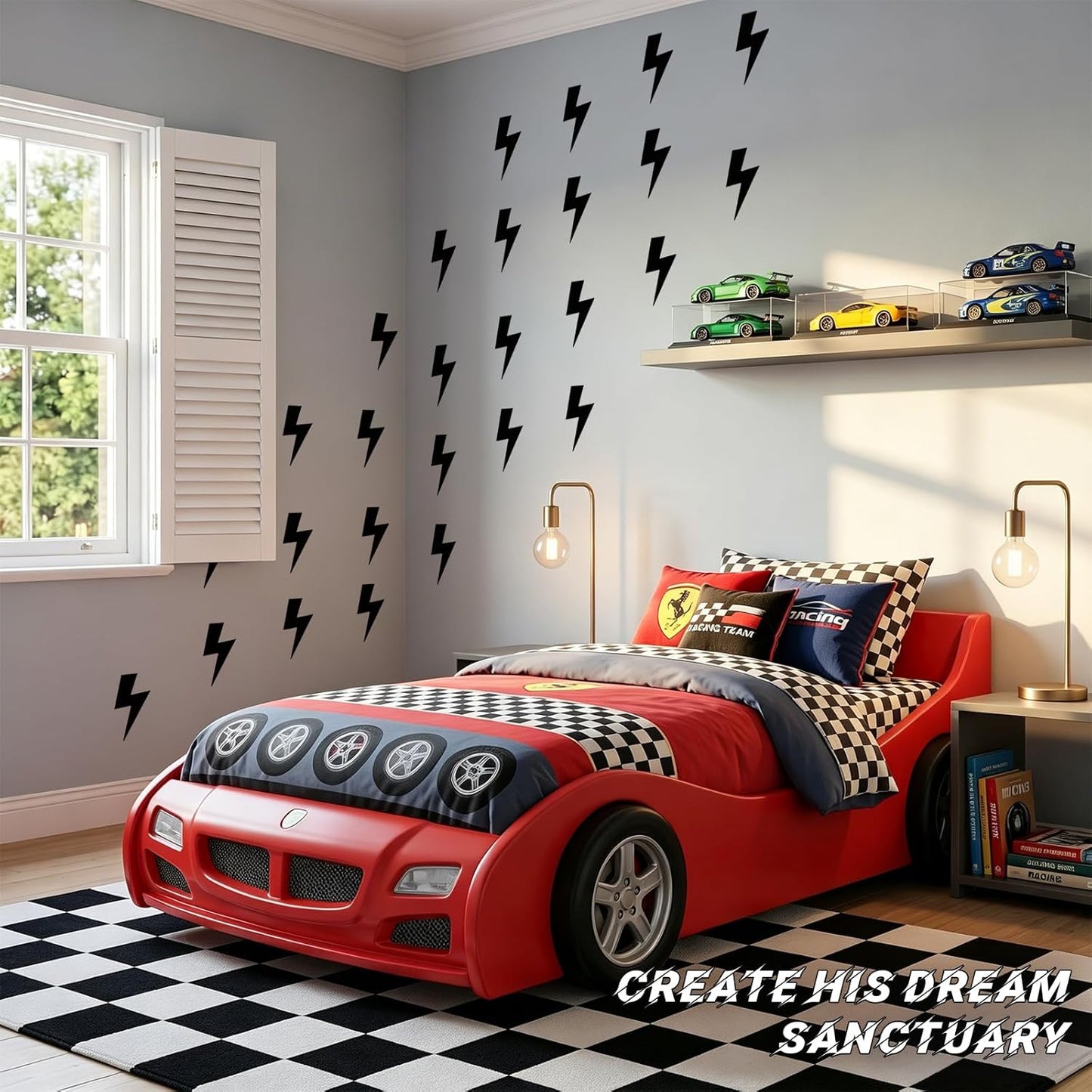 Lightning Bolt Wall Decals / Black / Set of 320