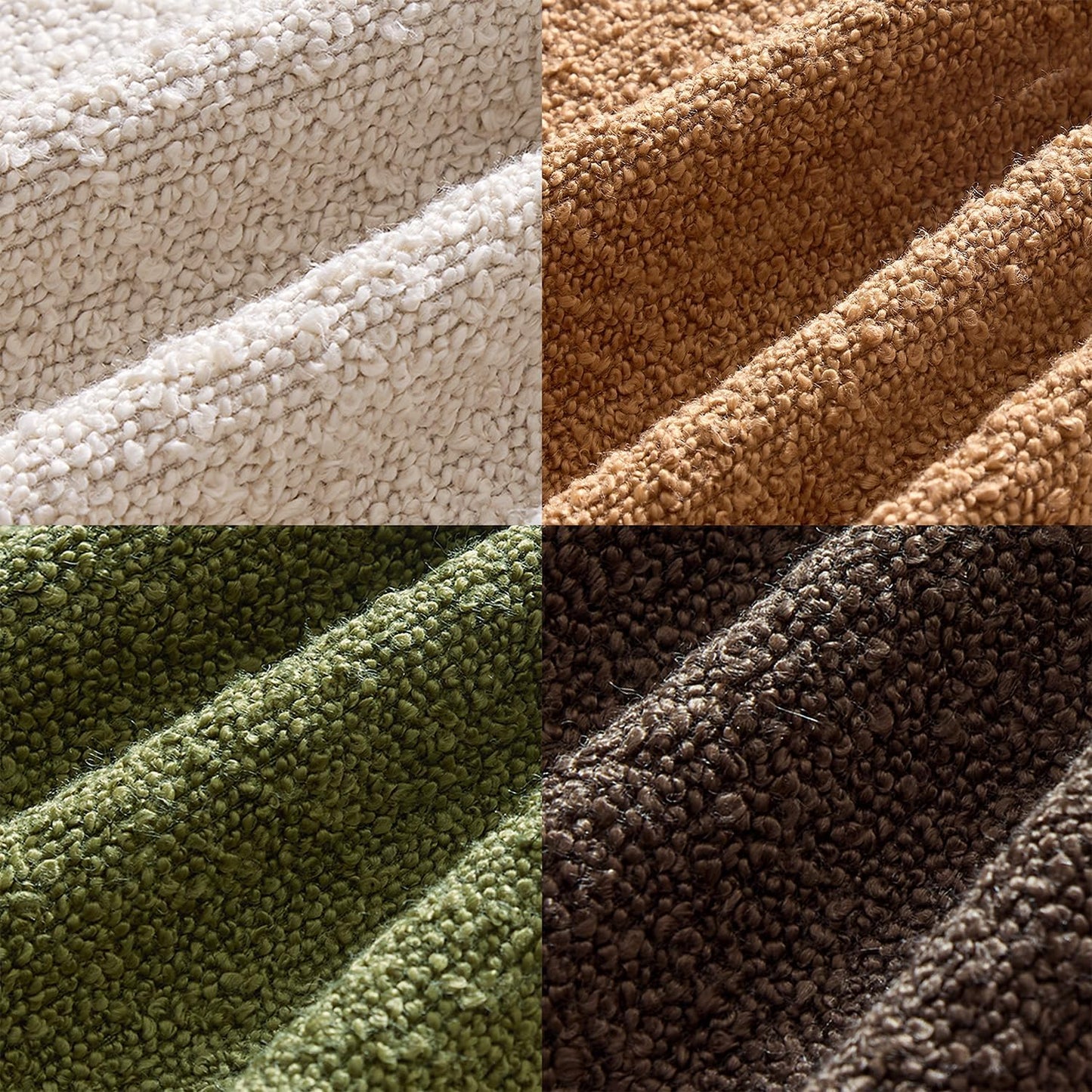 Decorative Textured Boucle Throw Pillow Covers Accent Solid / 18 x 18 / Green Brown / Set of 4