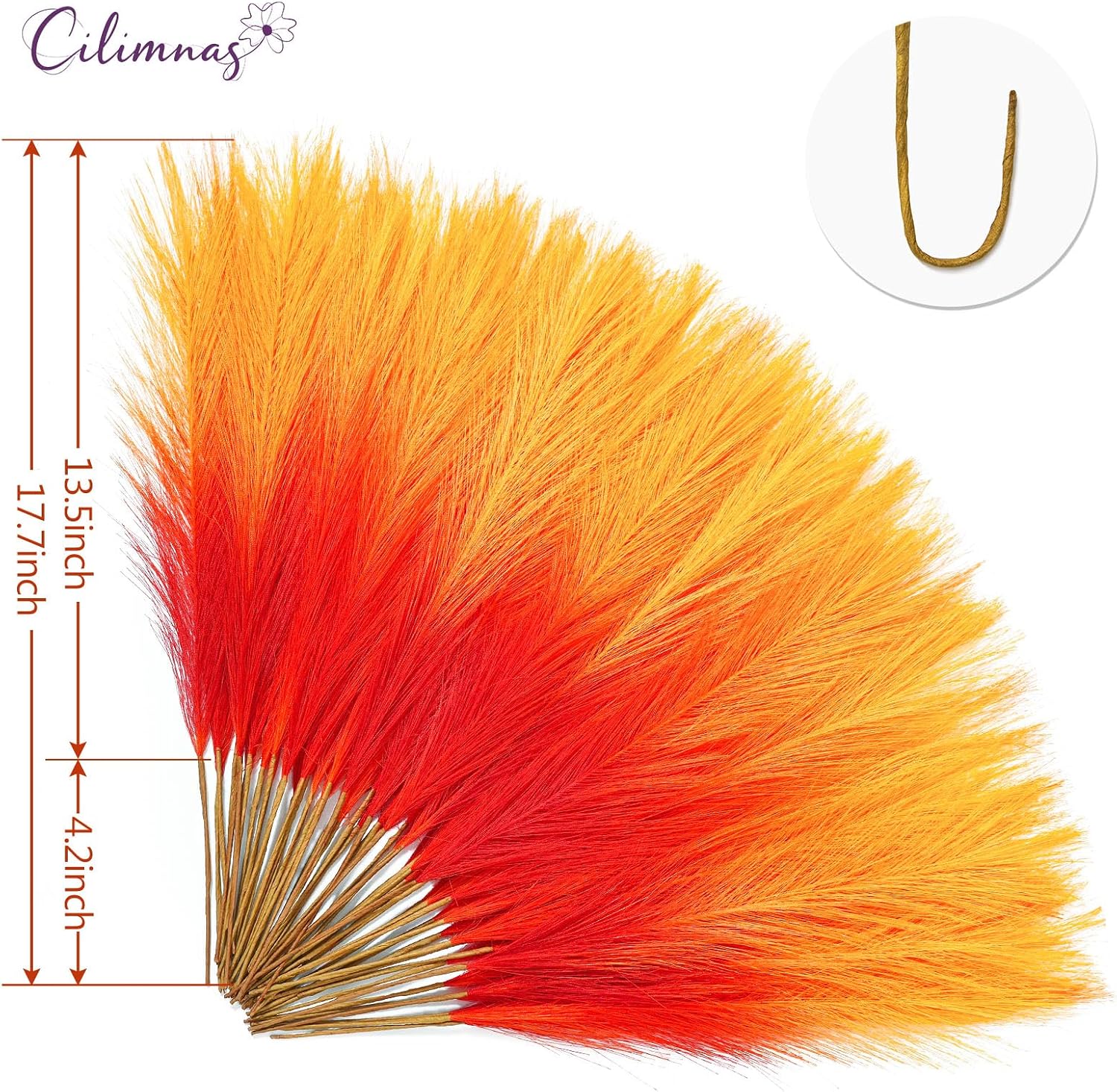 Faux Pampas Grass / Orange / Set of 50