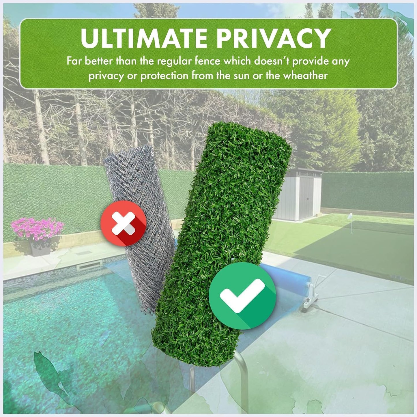 Can Fence Grass Chain Link Fence- Galvanized Wire UV Protected- Privacy Fence / 3.94' x 10